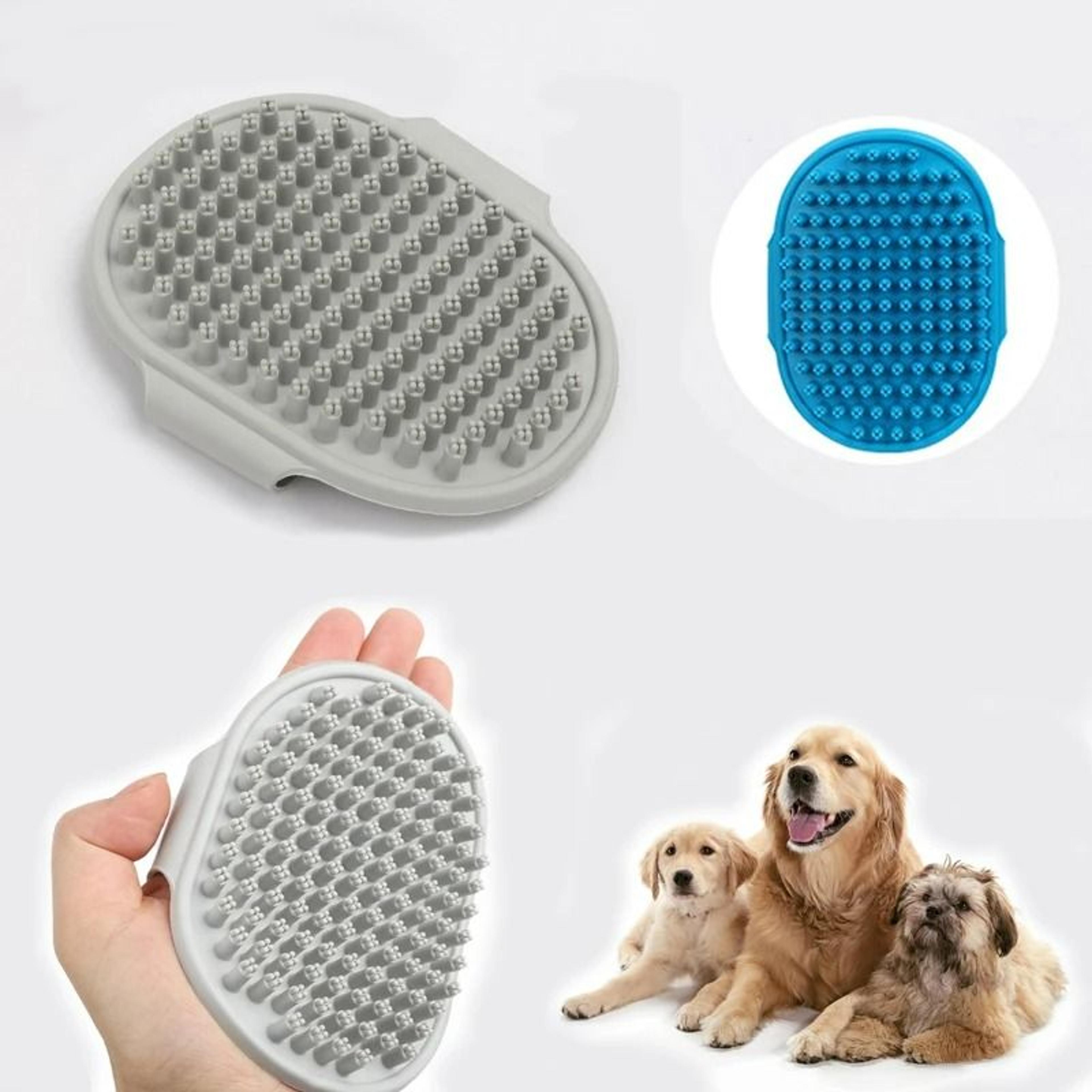 rubber massage bath brush – deshedding & soothing grooming comb with adjustable ring handle for dogs & cats