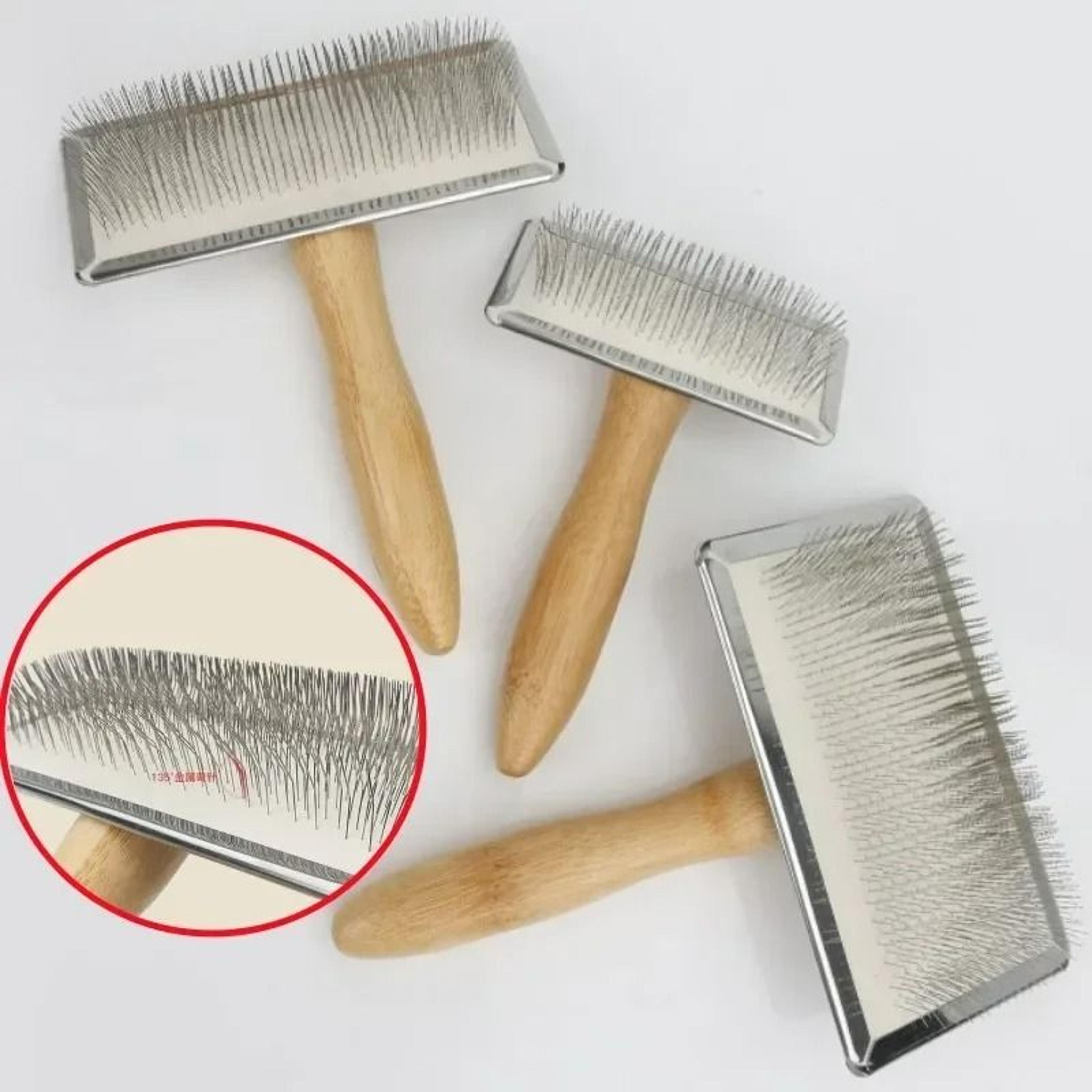 solid wood grooming comb – precision stainless steel deshedding & knot-opening massage brush for dogs & cat