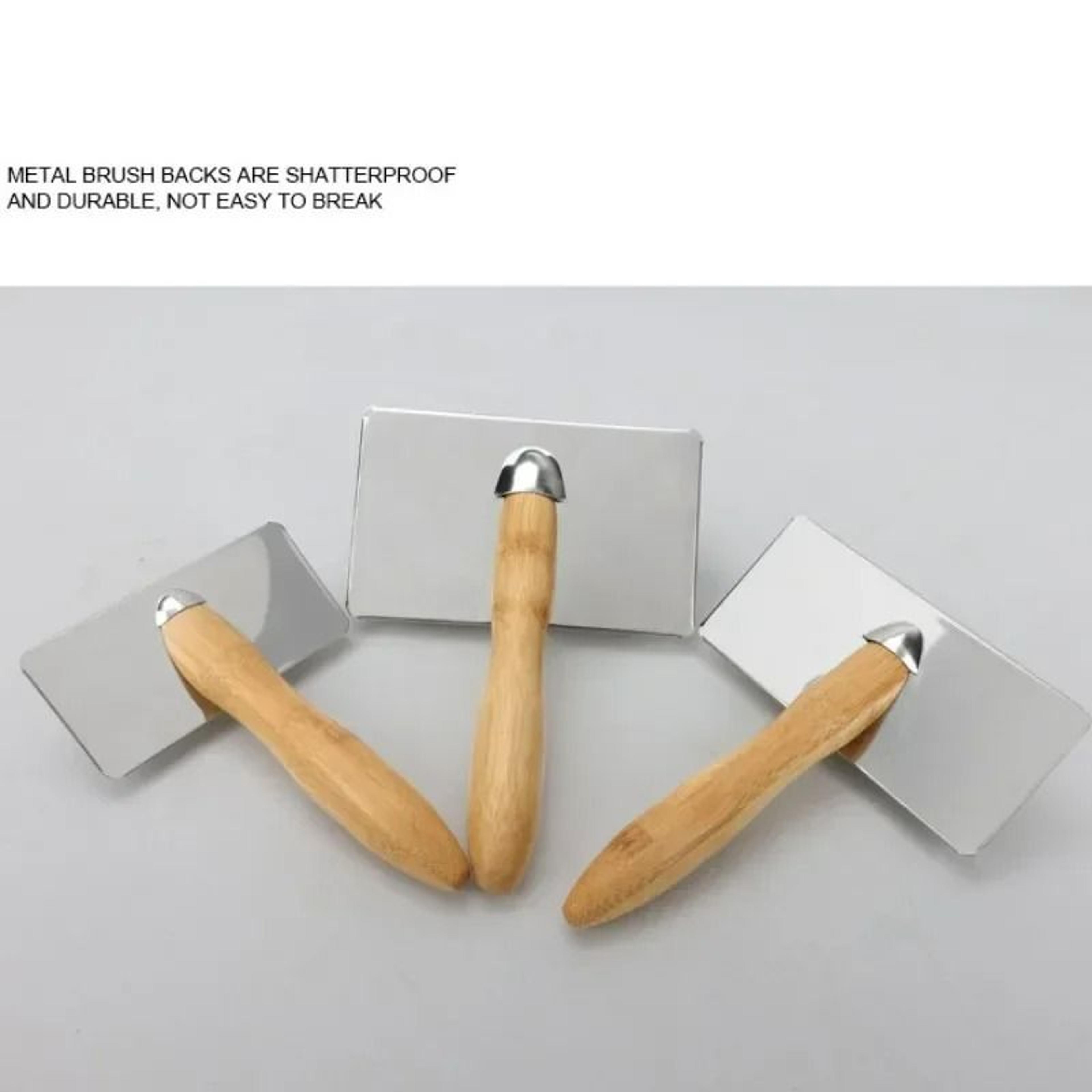 Solid Wood Grooming Comb  Precision Stainless Steel Deshedding  KnotOpening Massage Brush For Dogs  4