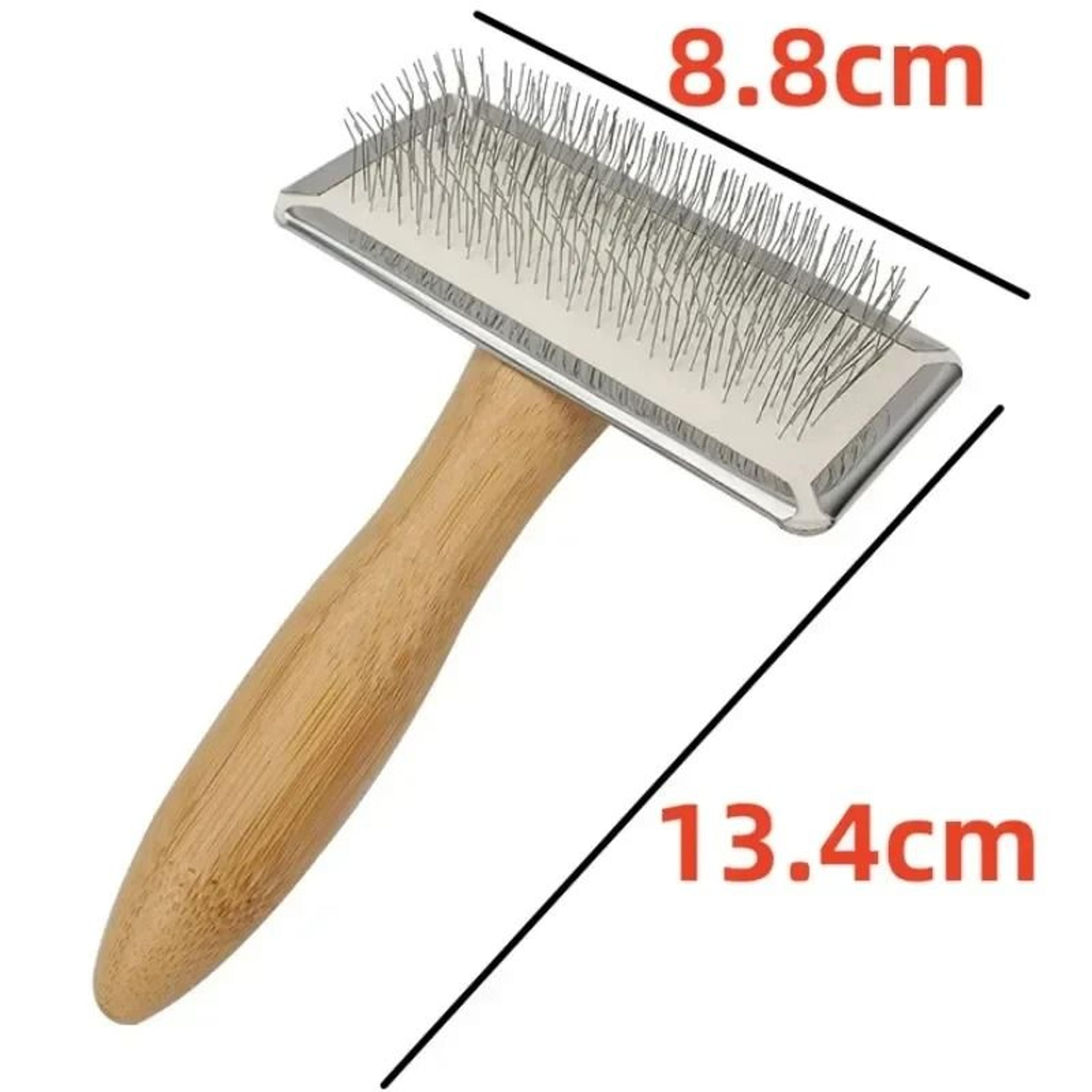 Solid Wood Grooming Comb  Precision Stainless Steel Deshedding  KnotOpening Massage Brush For Dogs  7