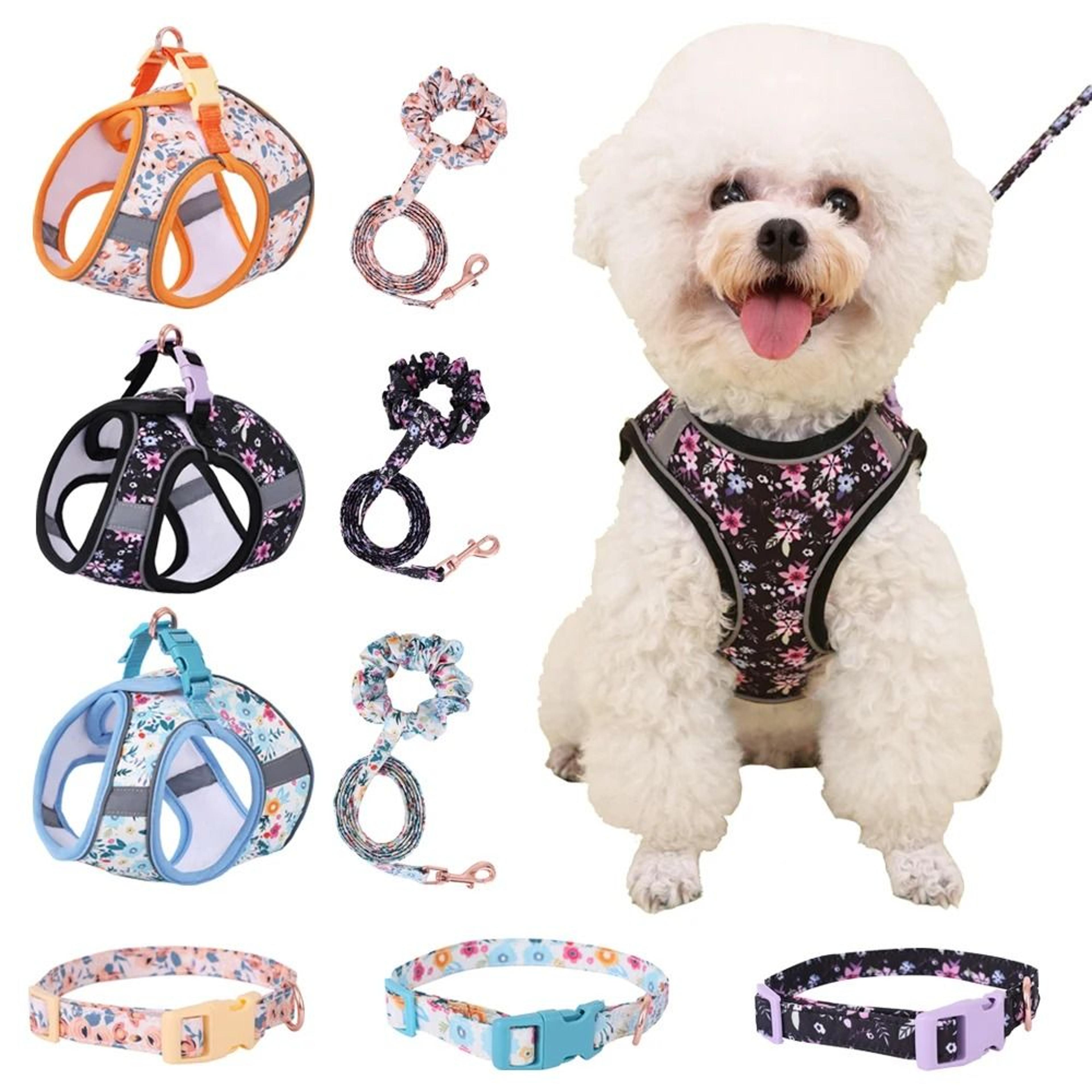 soft-touch harness & leash set – ergonomic no-pull vest with integrated collar & safety bracelet for small dogs