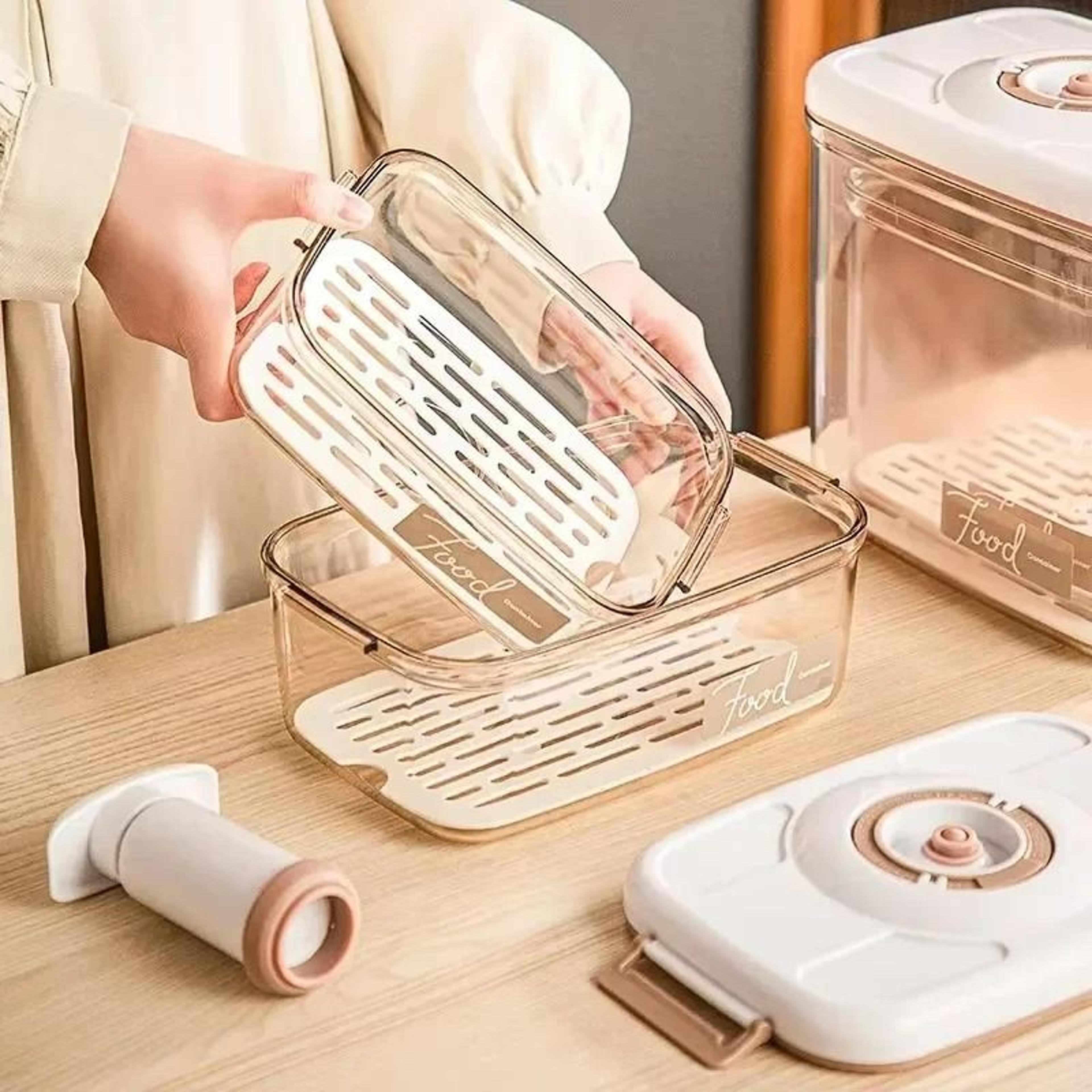VacuumSealed Freshness Management System  HighPerformance Refrigerator Food Storage Container  Drai 6