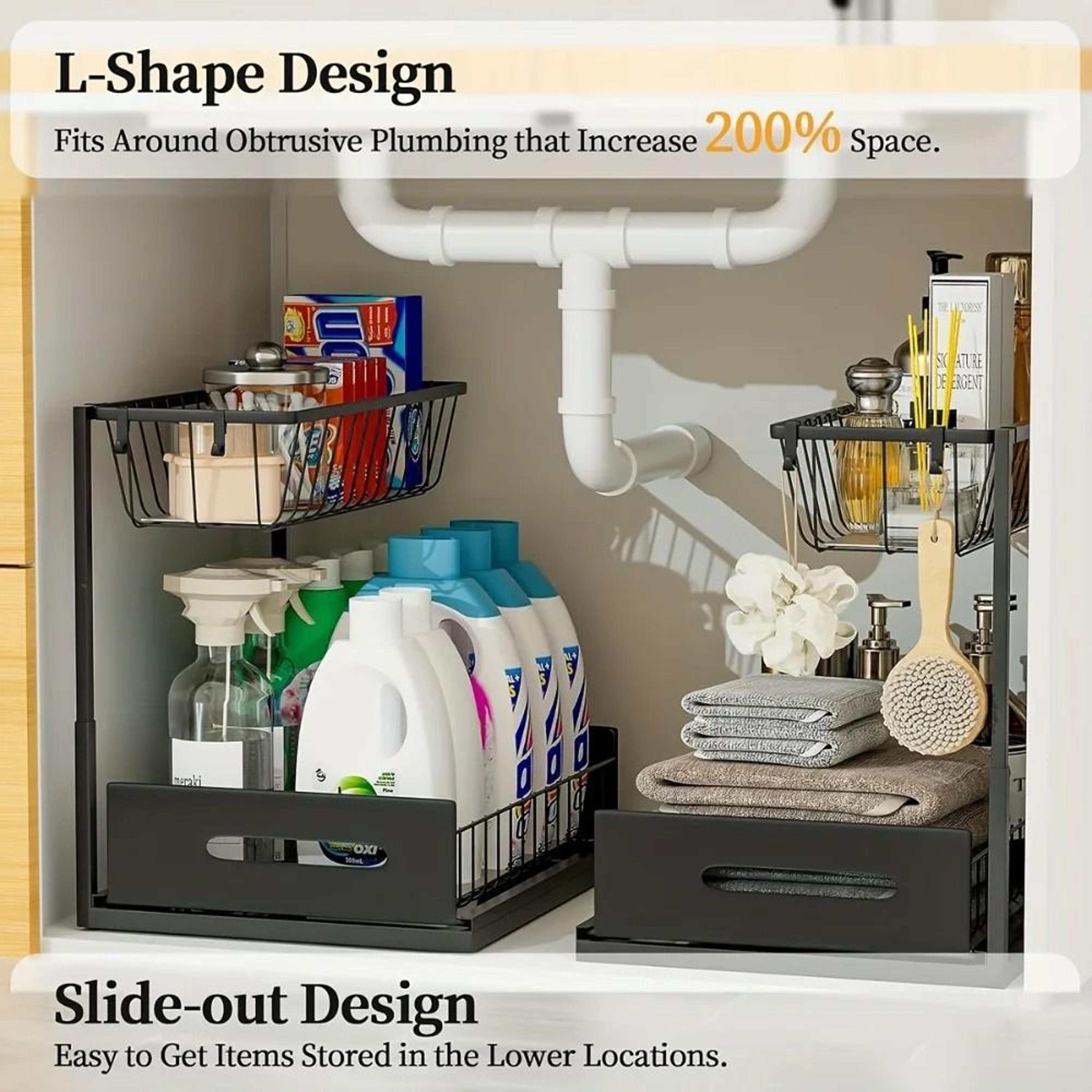 MultiTier UnderSink Management System  HighLoad Metal Sliding Organizer With Retractable Drawers 2