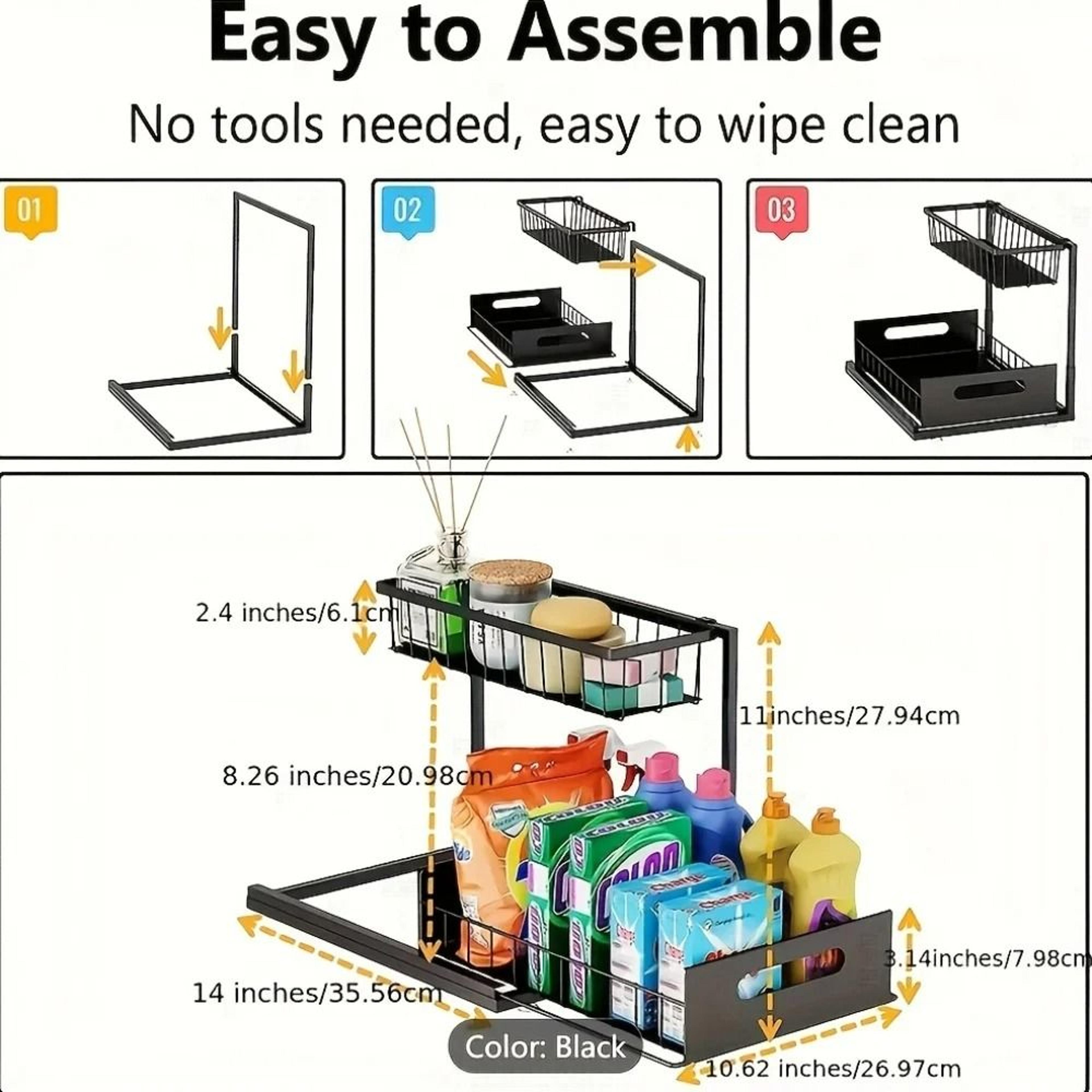 HighLoad UnderSink Management System  Modular Metal Sliding Drawer Organizer For Kitchen  Bathroom 5