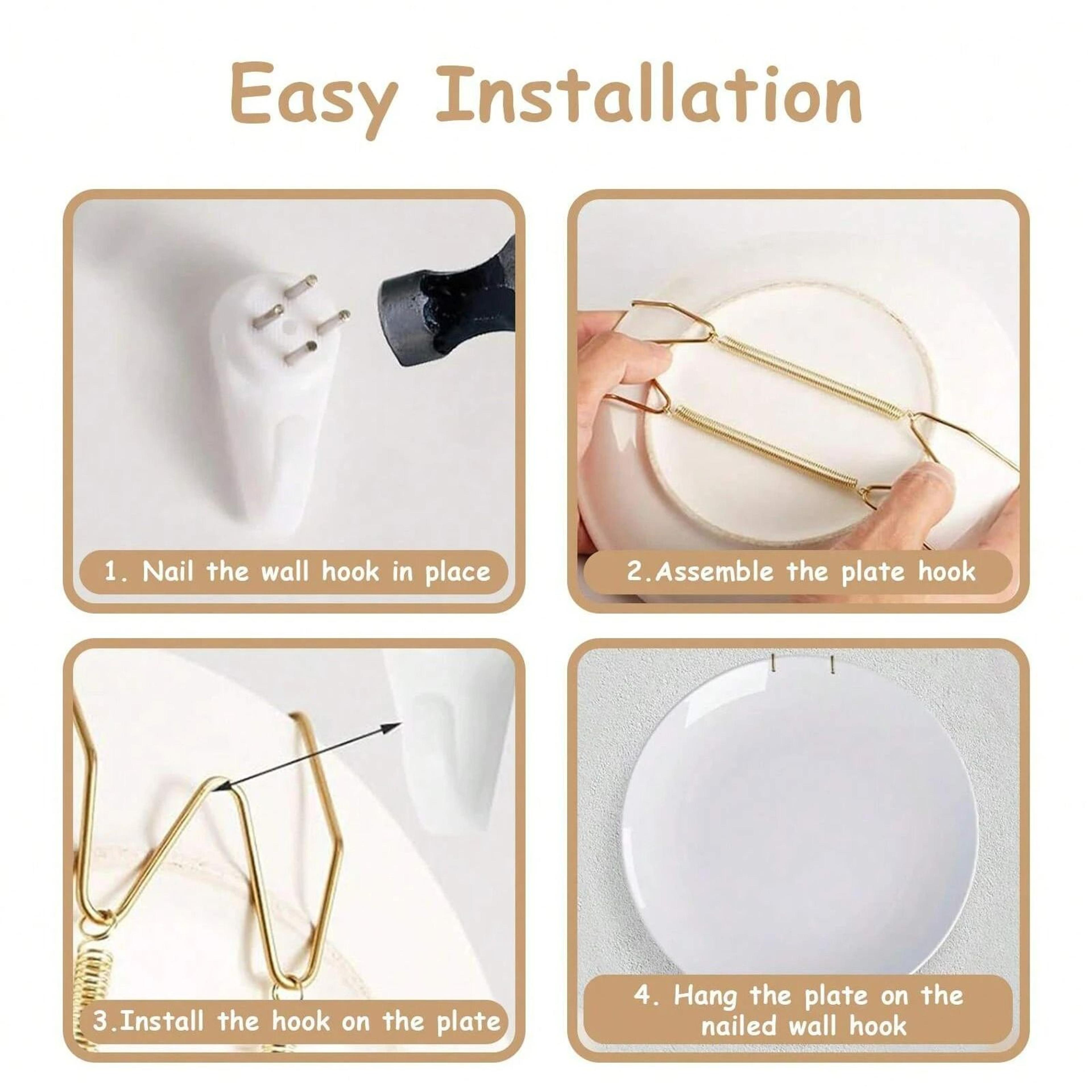 Invisible Plate Management System  3Piece WShaped Tension Spring Wall Display Hangers 3