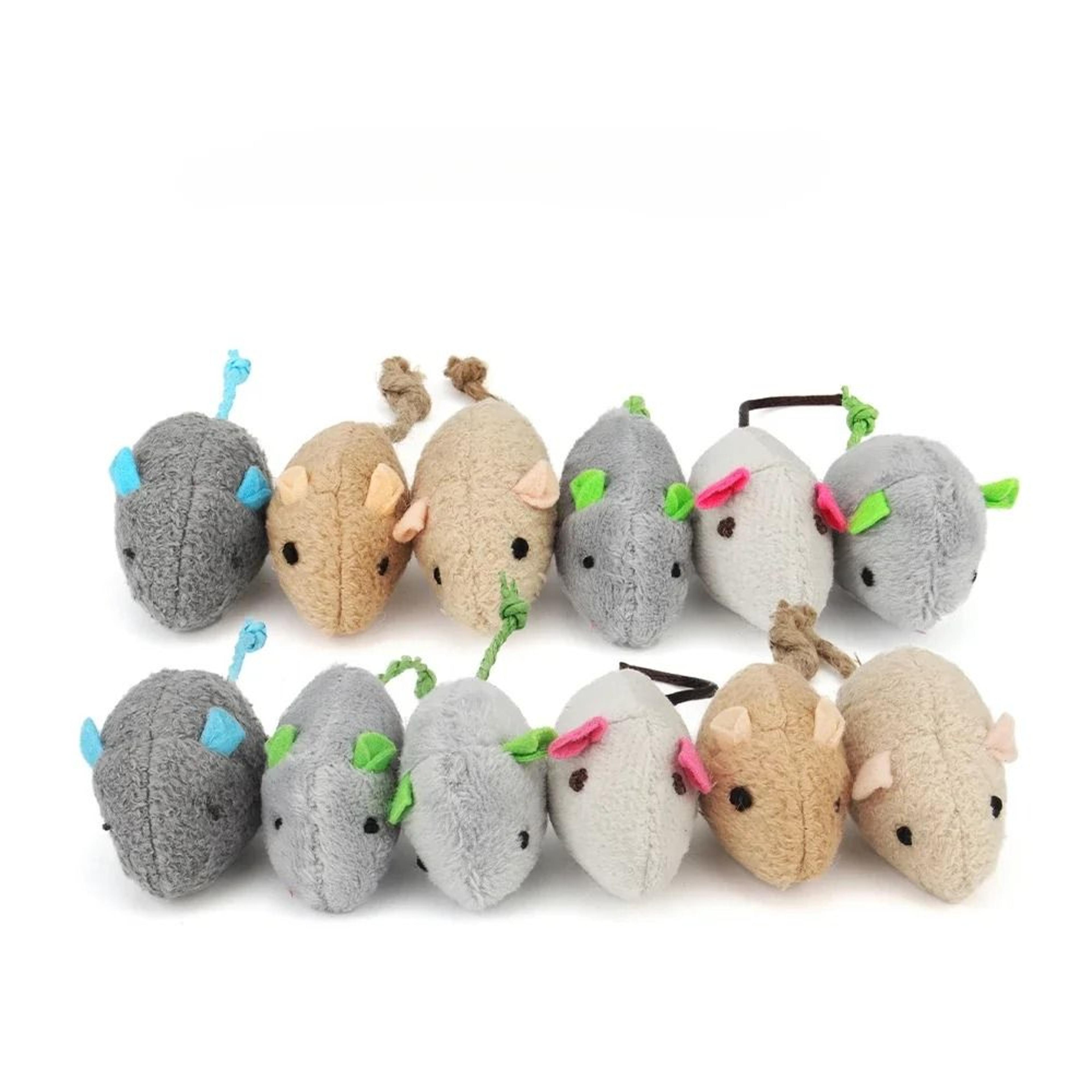 12Piece MultiColor Rattle  Catnip Mouse Bulk Pack 6