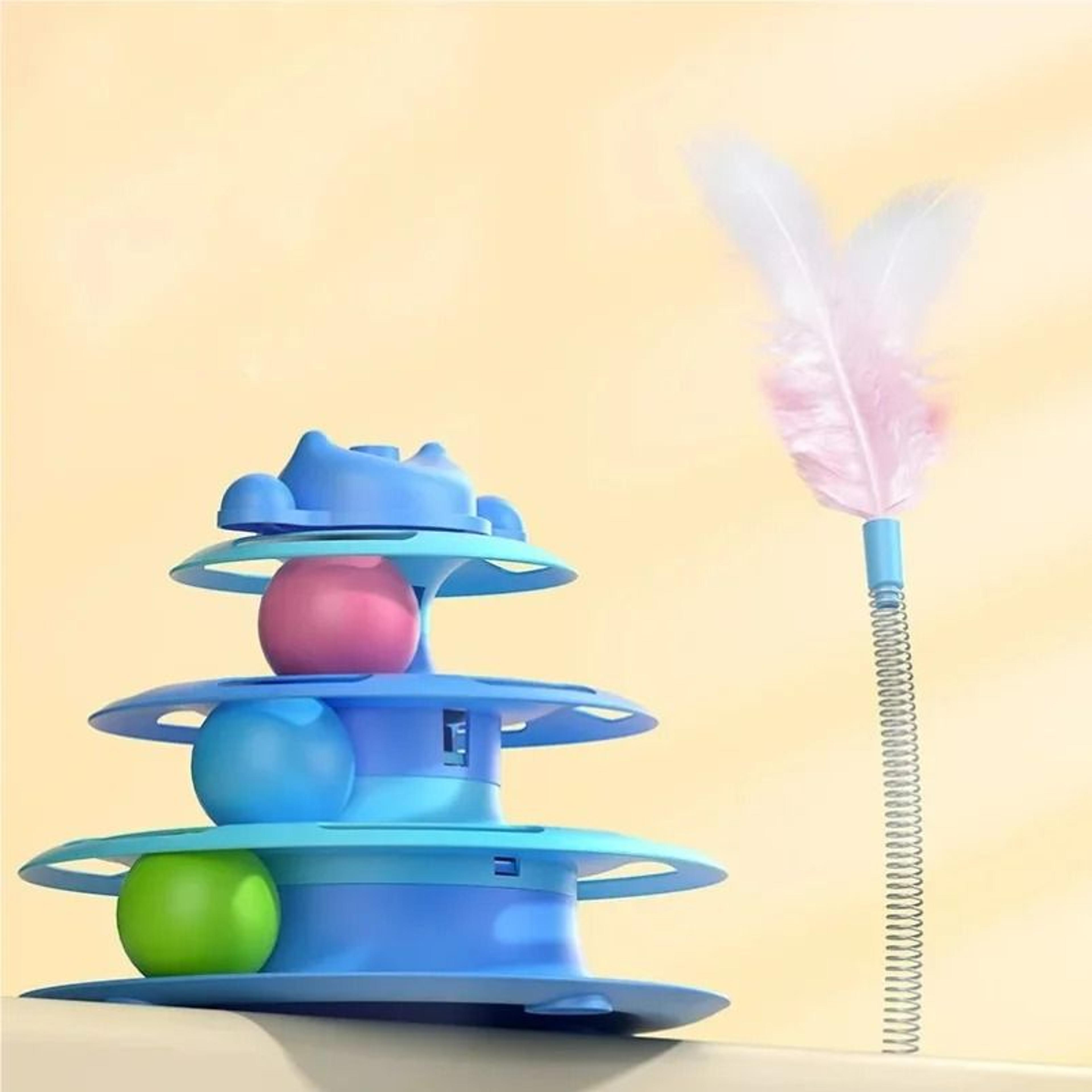 4Layer Interactive Feather Cat Turntable With Fun Toy Ball  Playing Stick 1