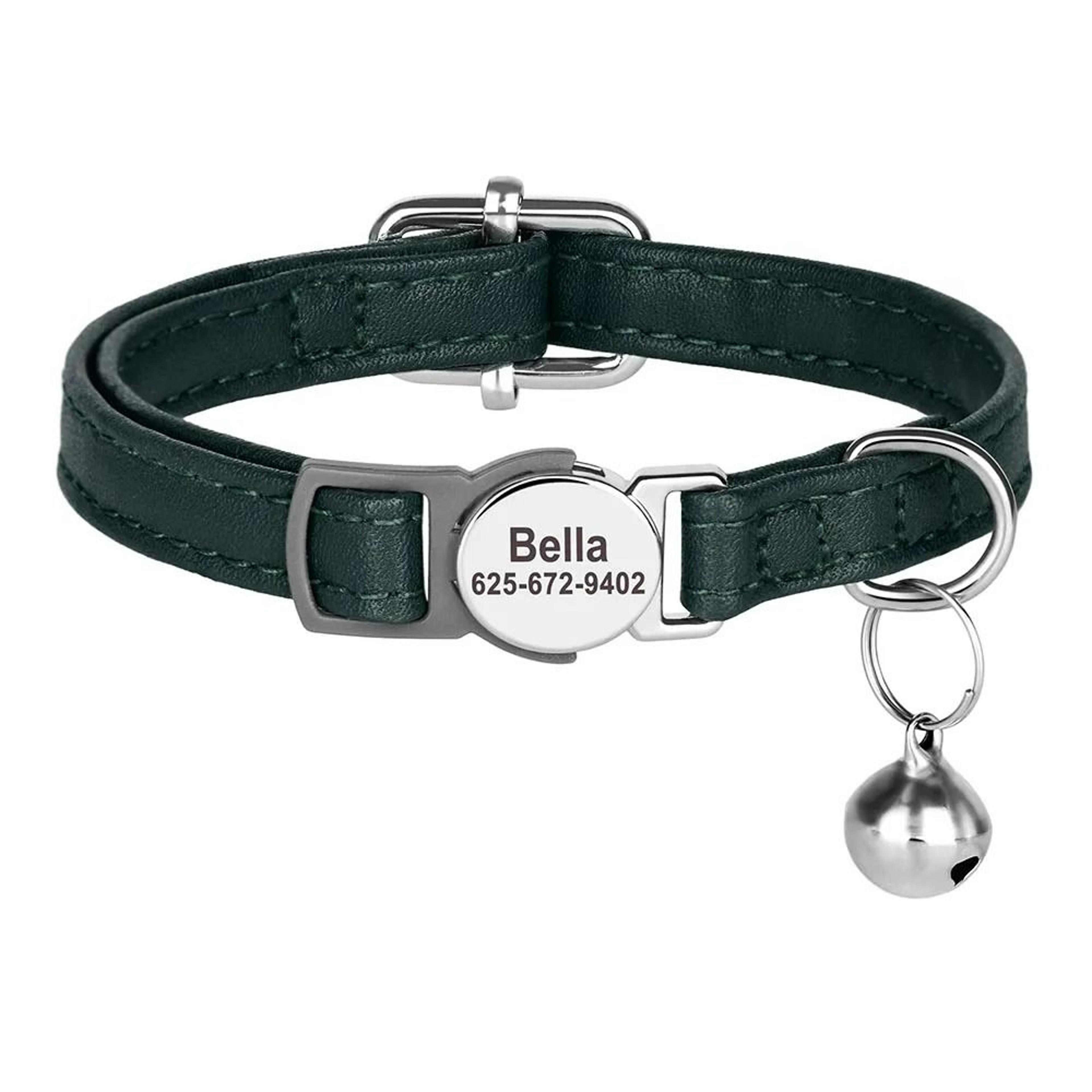 Custom Personalized PU Leather Cat Collar With Engraved ID Nameplate 9