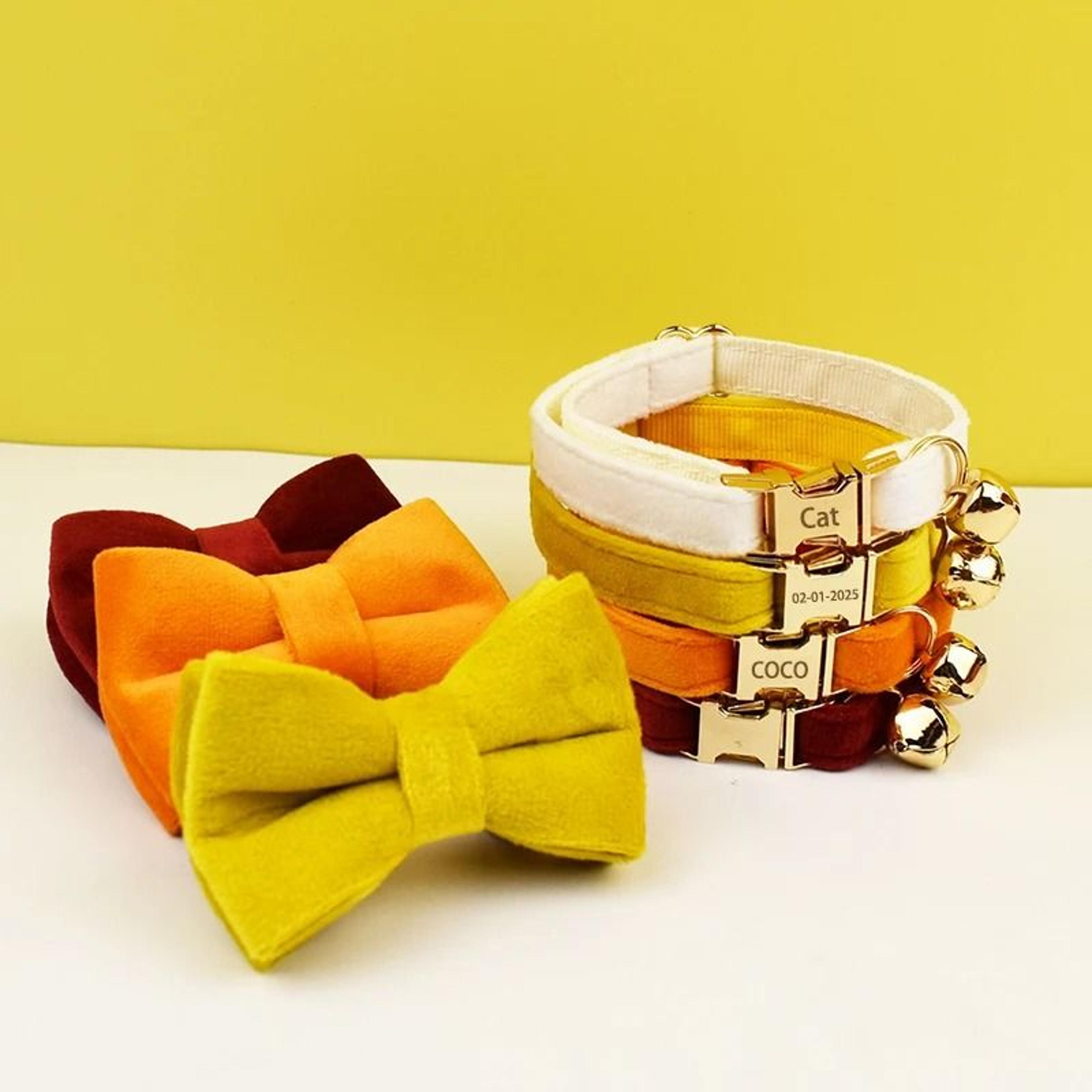 stylish bowknot safety cat collar with engravable id tag