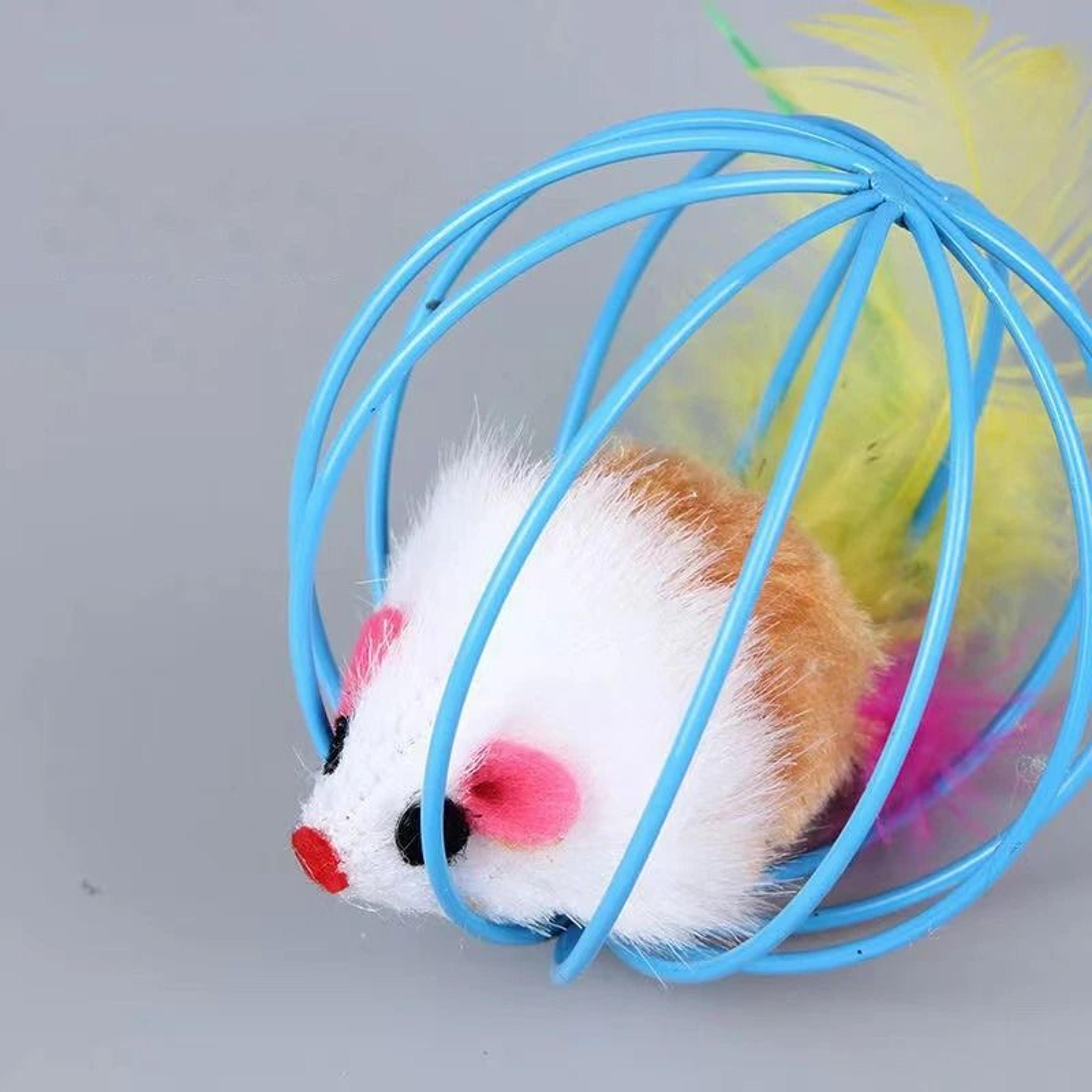 Plush Rolling Mouse Cage Interactive Cat Toy 0