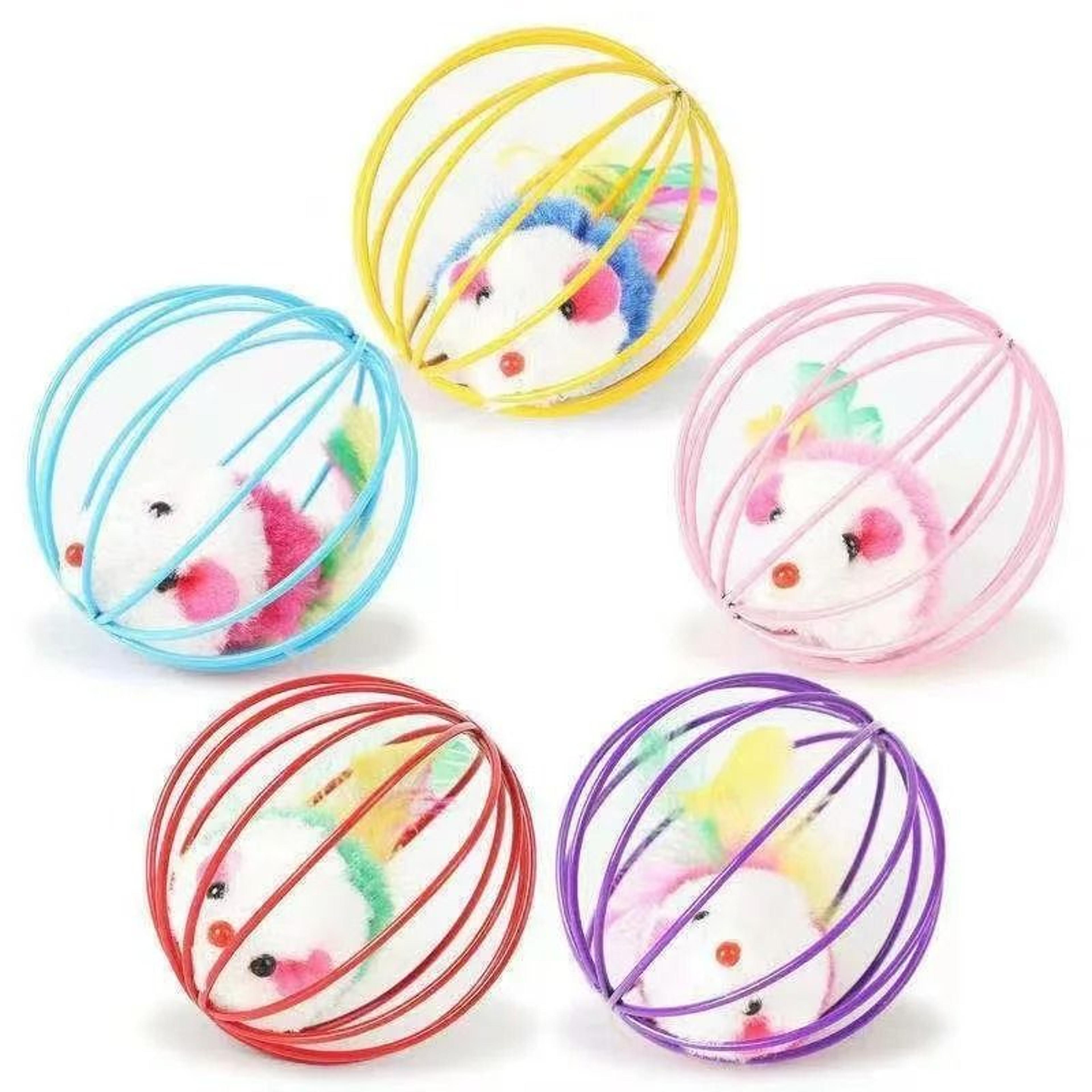 Plush Rolling Mouse Cage Interactive Cat Toy 6