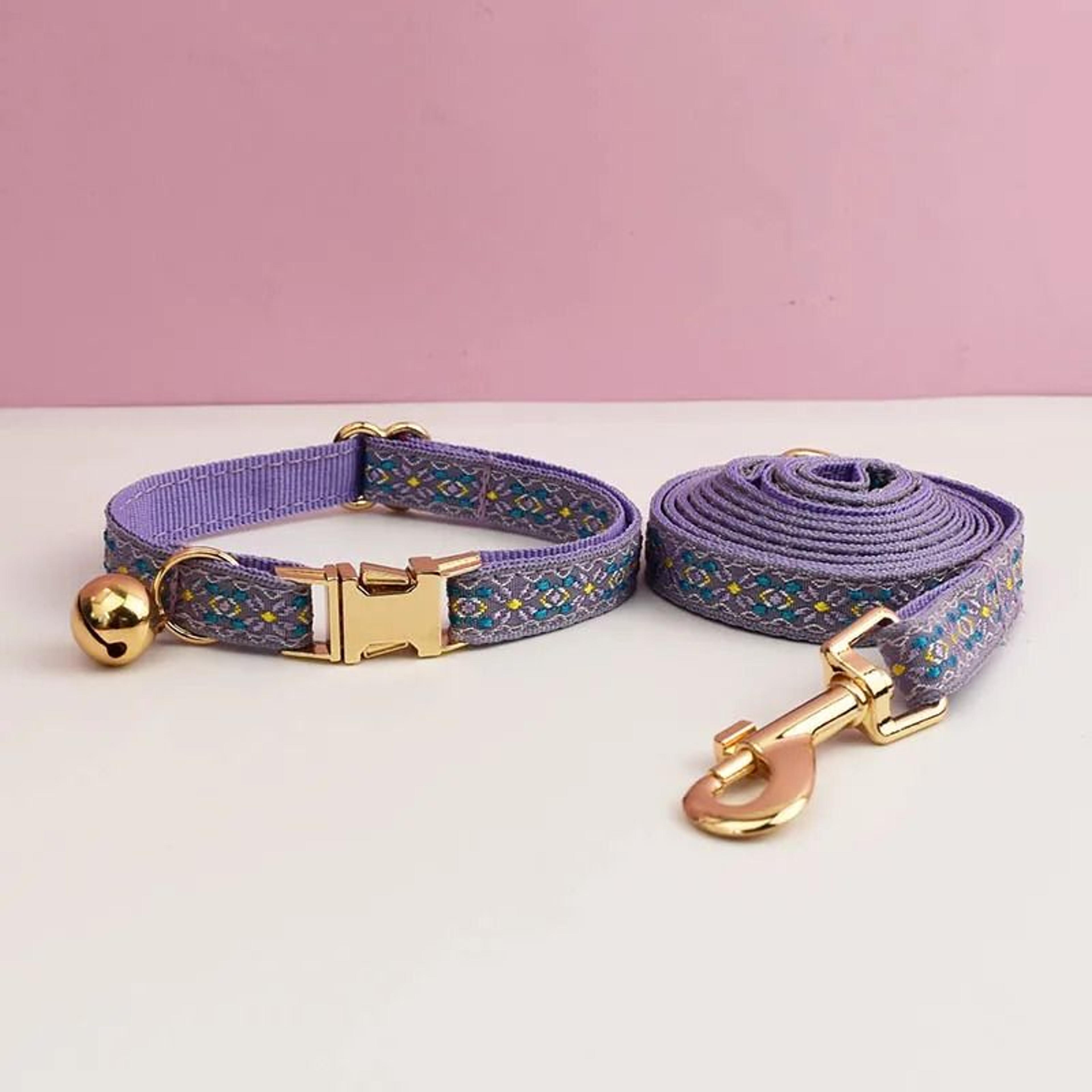 Premium Adjustable Metal Hardware Cat Collar  Leash Set 10