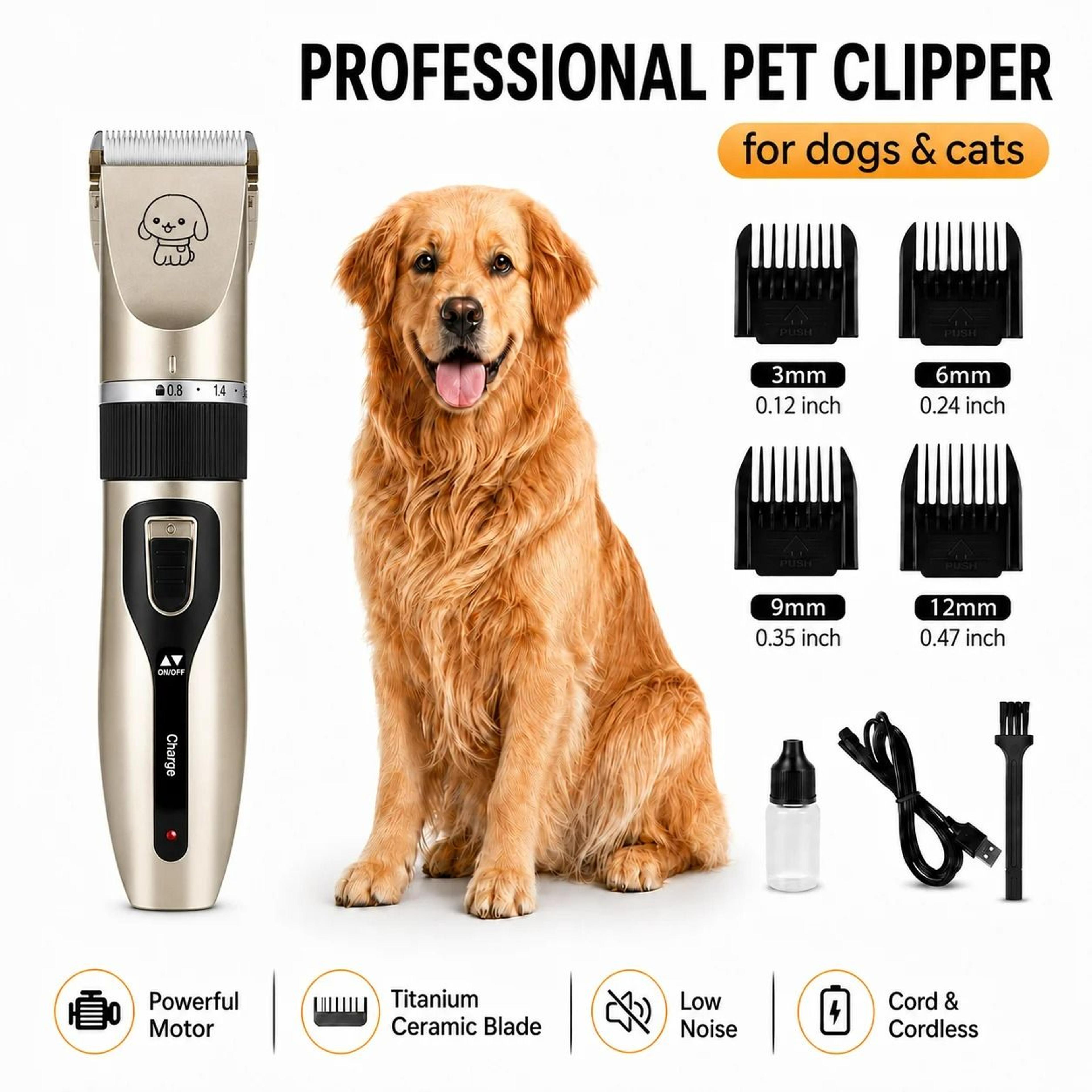 Professional Cordless Pet Grooming Clipper Set 3