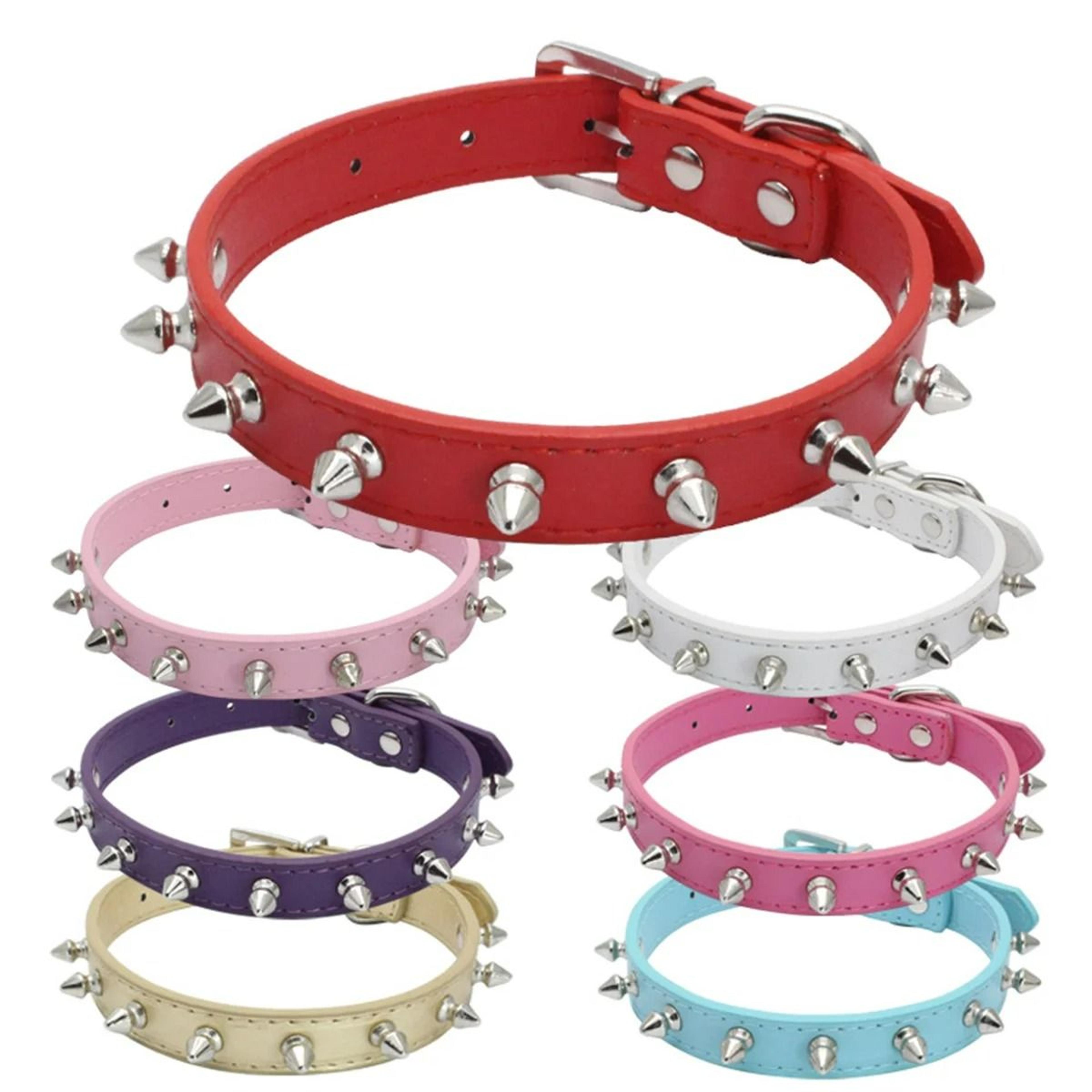 Spiked And Studded Faux Leather Pet Safety Collar 2