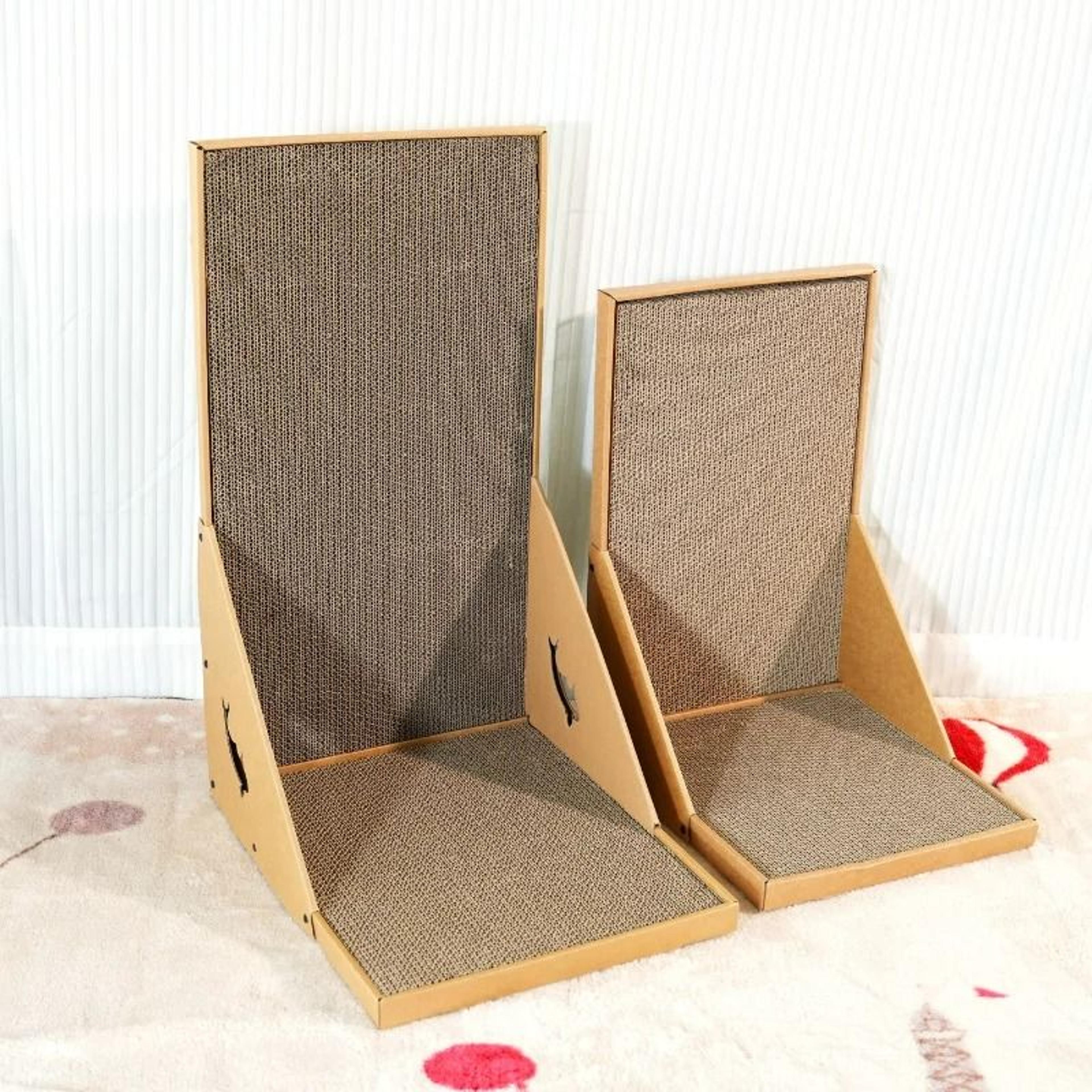 l-shaped vertical wood frame cat scratcher and sofa protector