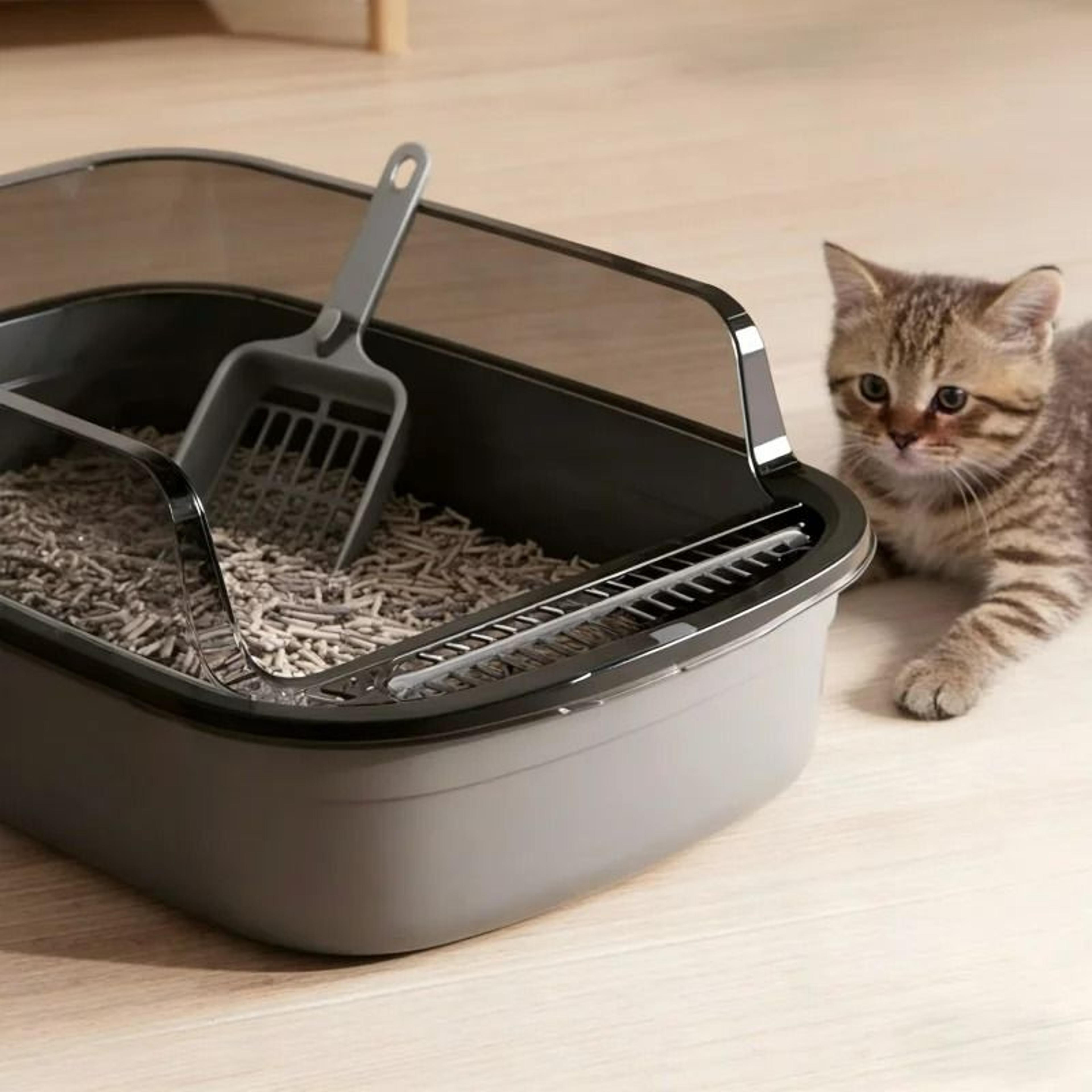 semi-enclosed splashproof high-side litter box
