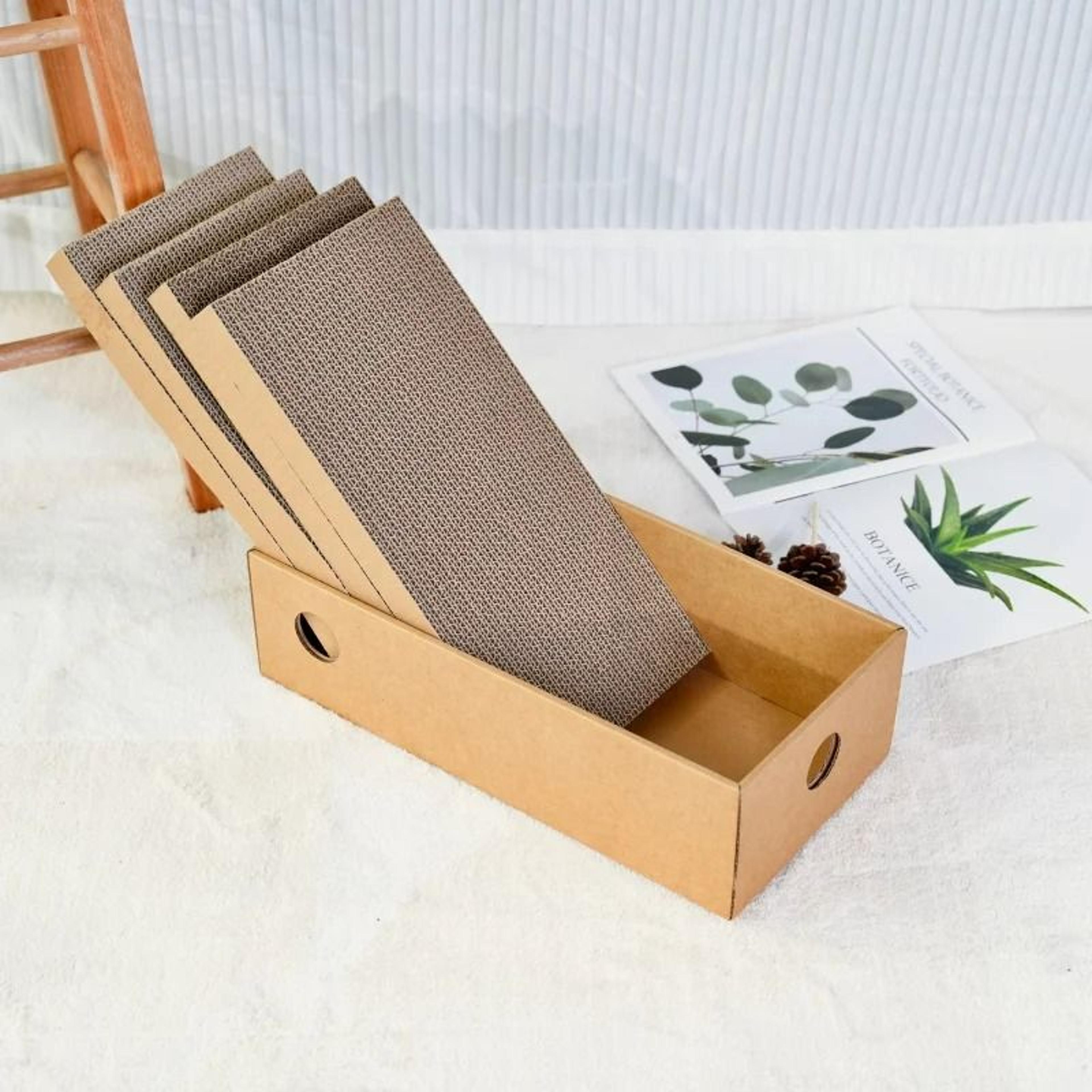 4Pack Premium Cardboard Cat Scratching Box And Inlay Mat Set 3