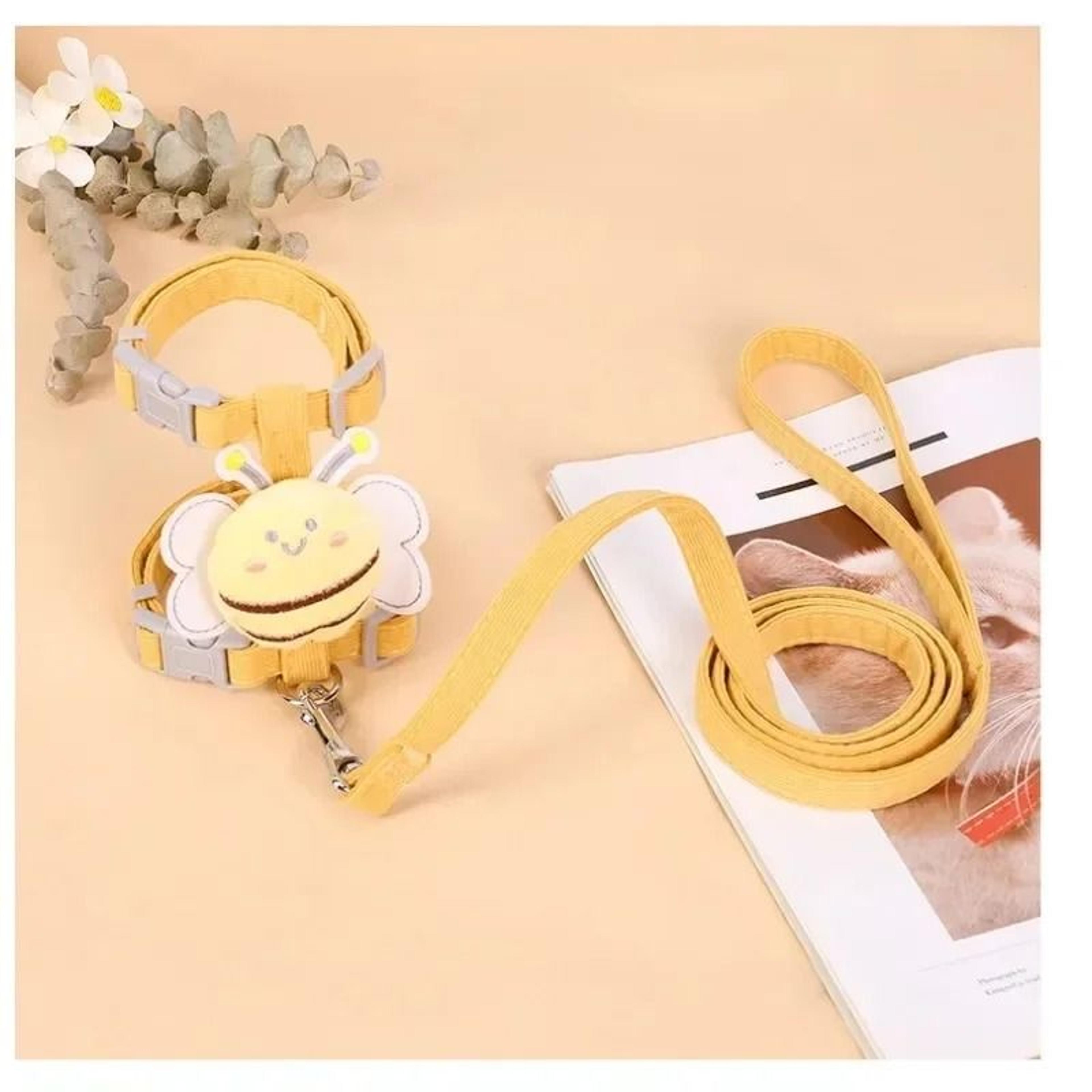 Cartoon Bee Adjustable Cat Harness  Leash Set 5