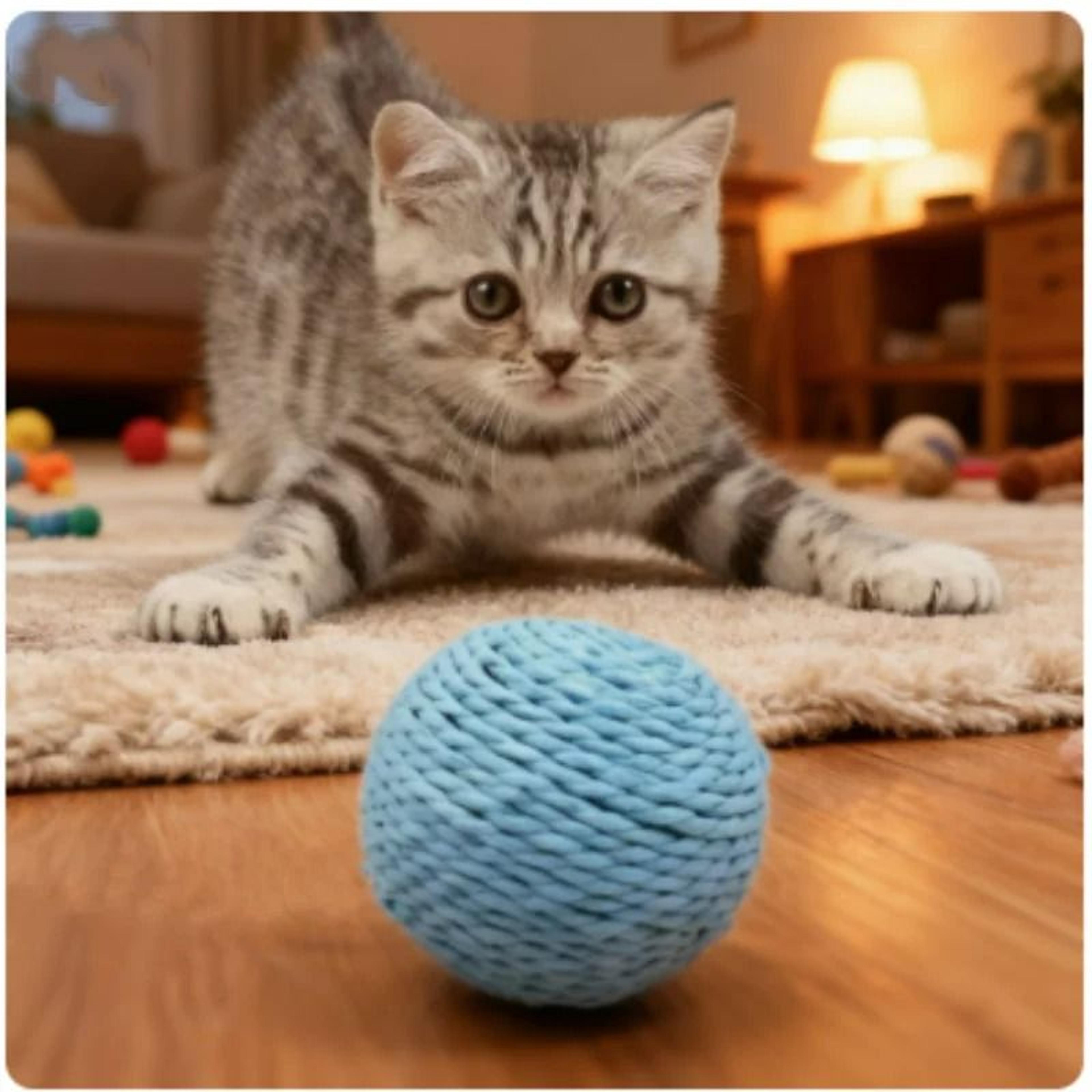 Natural Sisal Interactive Scratching Ball  Durable Kitten Teething  Cleaning Toy 4