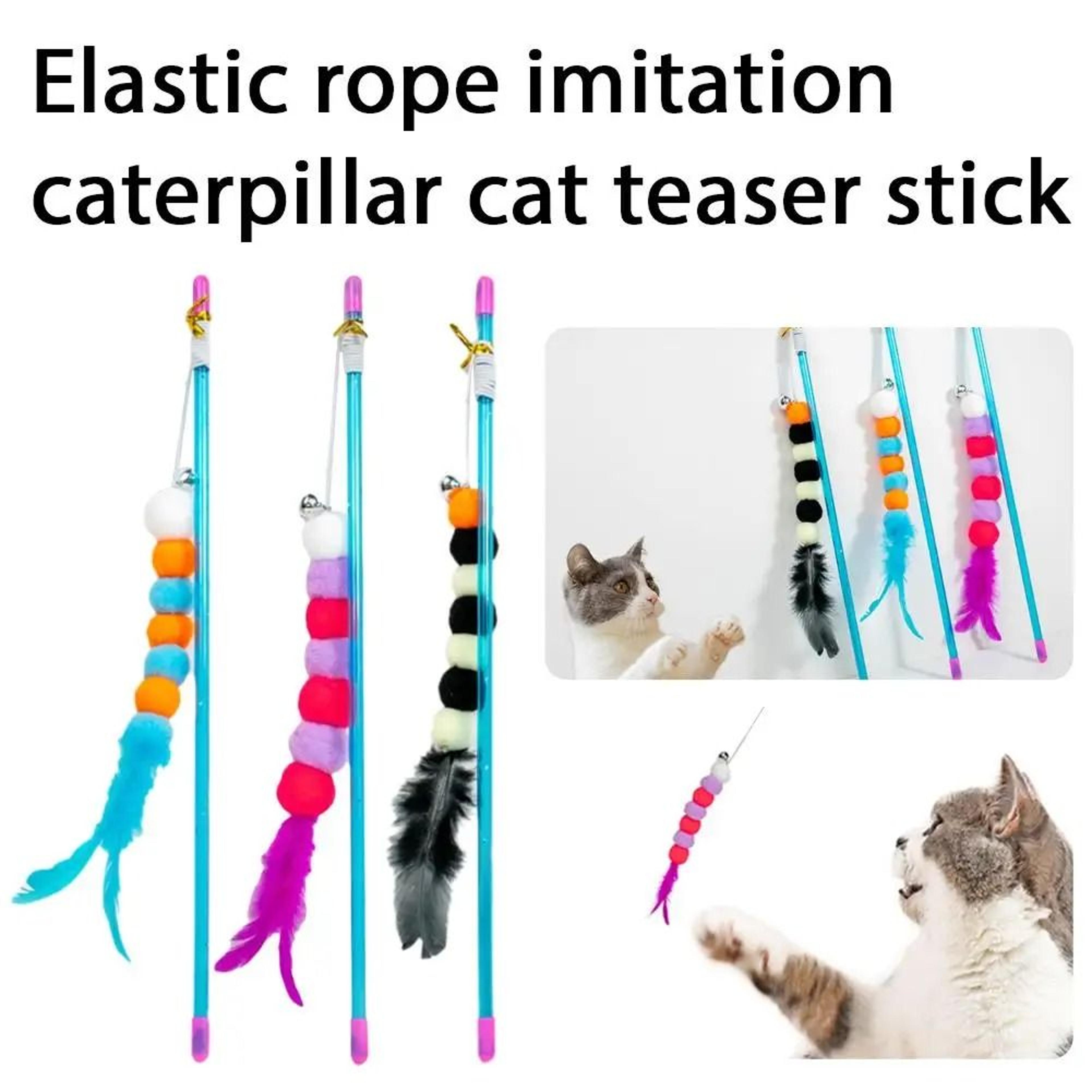 Caterpillar Elastic Cat Teaser Stick  ScratchResistant Interactive Hunter Toy 2