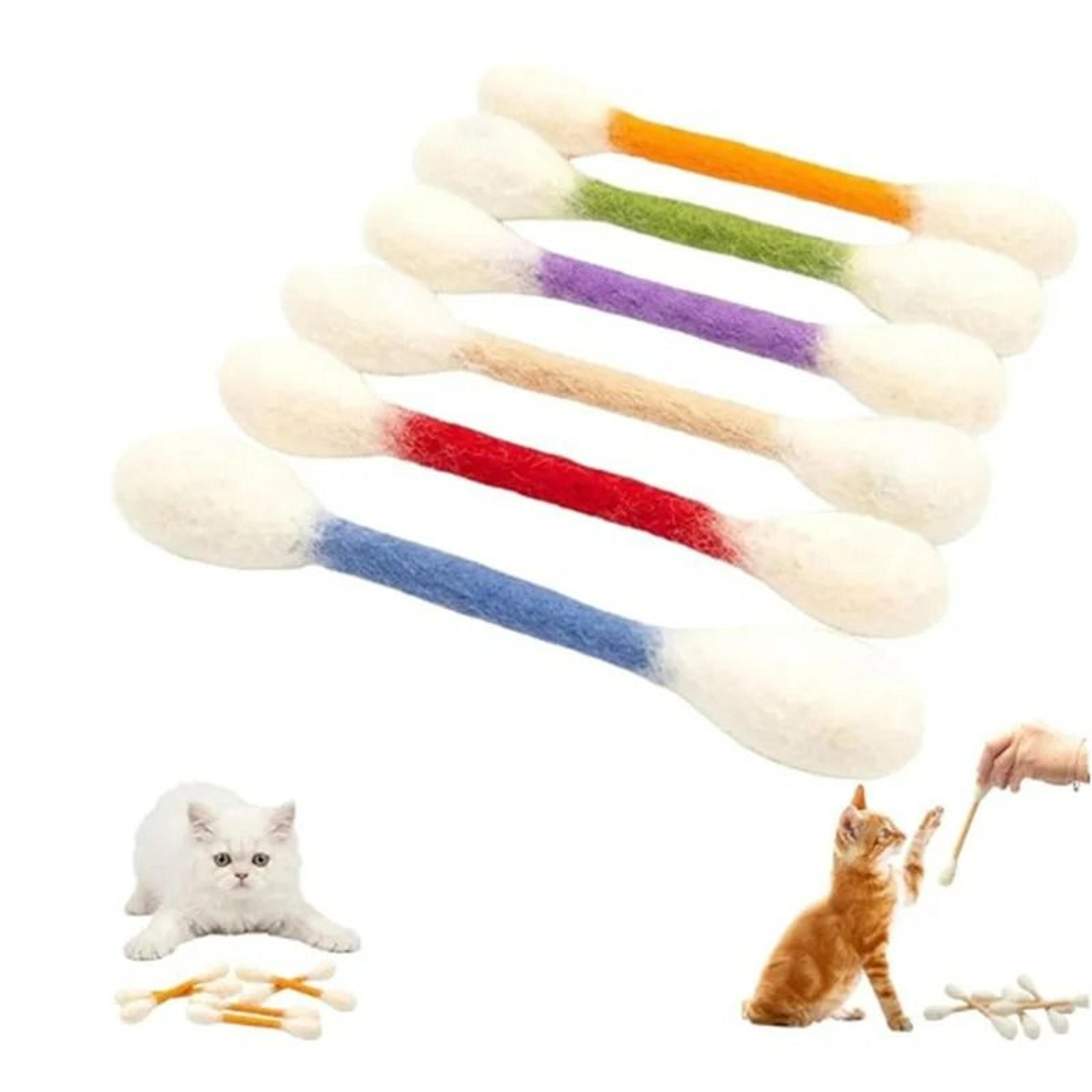Oversized Cotton Swab Cat Kicker 6Piece Set  Durable Felt Teething  Wrestling Toys 6