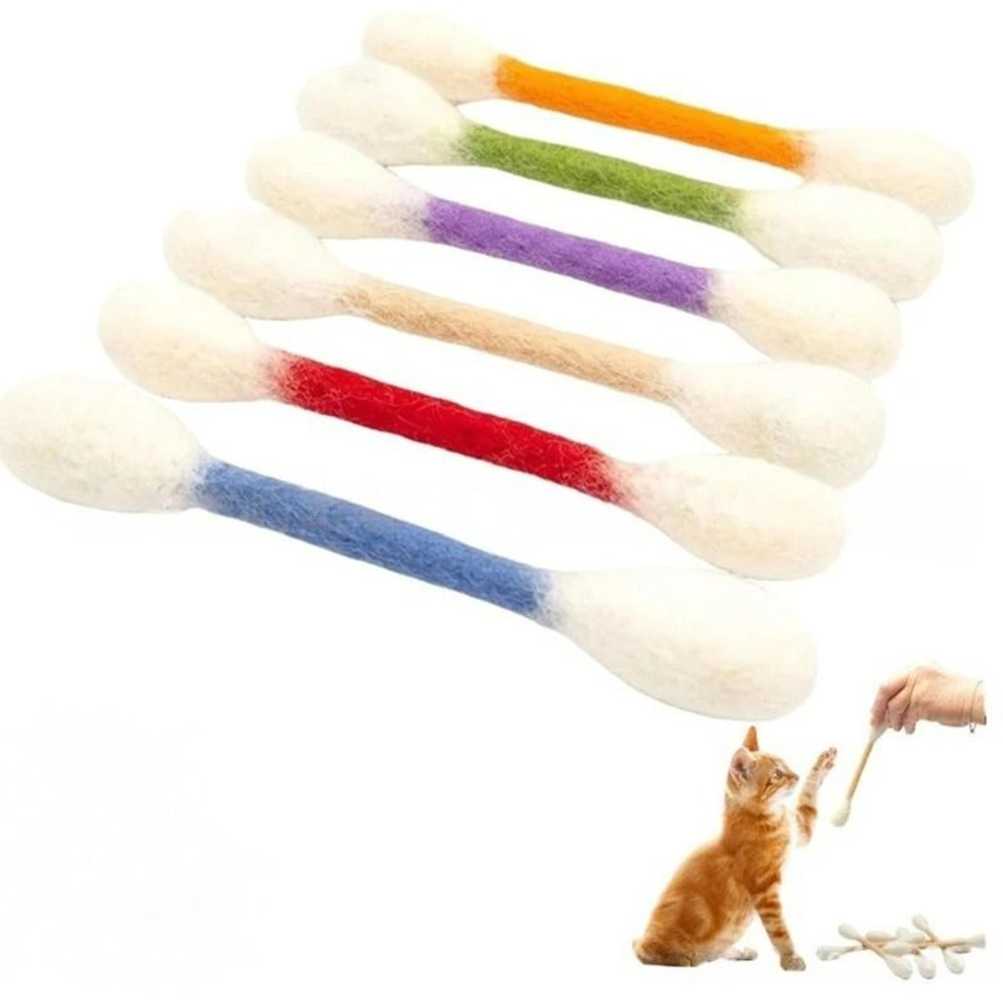 Oversized Cotton Swab Cat Kicker 6Piece Set  Durable Felt Teething  Wrestling Toys 13