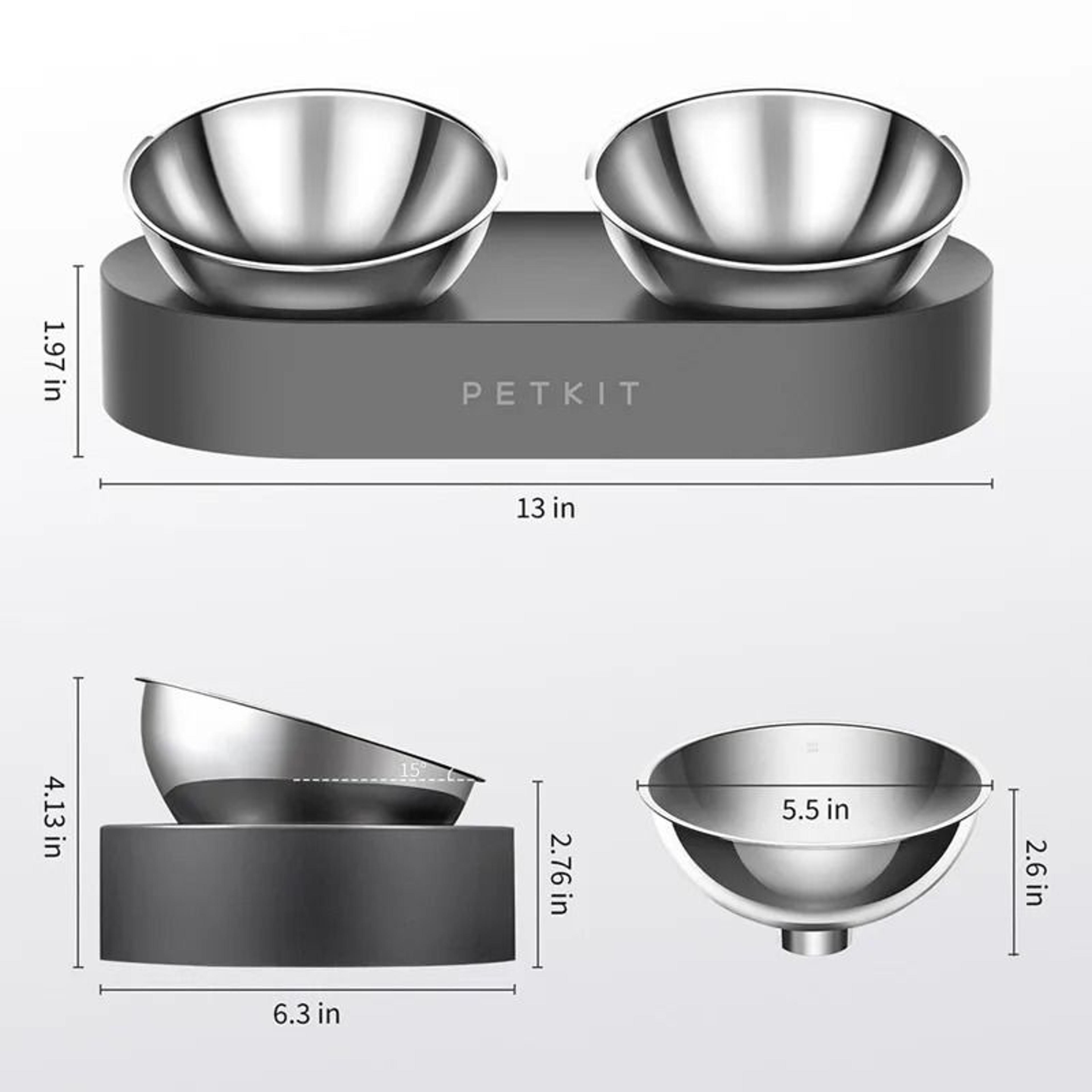 Adjustable Elevated Dual Pet Bowl  Ergonomic 304 Stainless Steel Food  Water Feeder 3