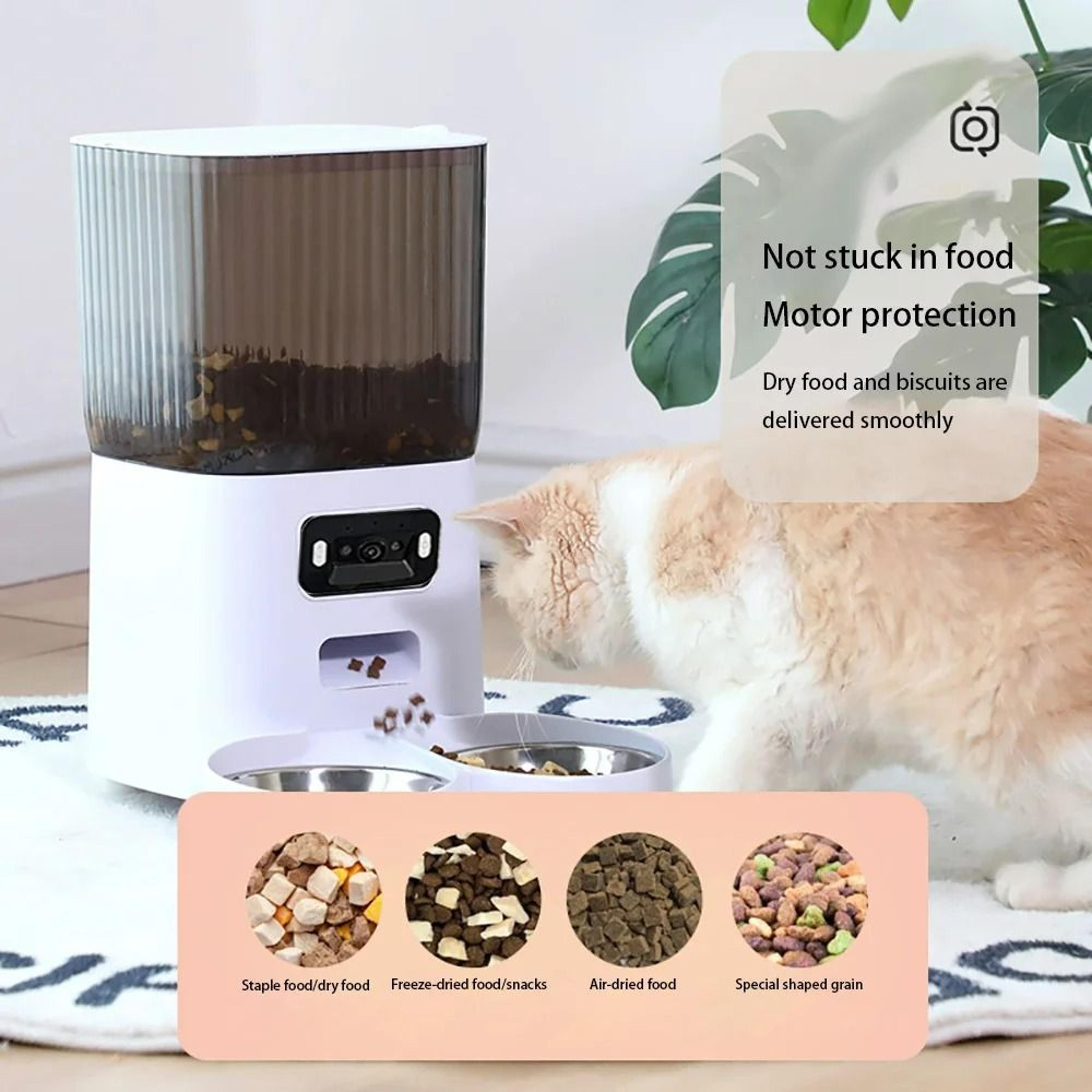 5L Smart Automatic Pet Feeder  HD Video Camera  Split Double Bowl Dry Food Dispenser 3