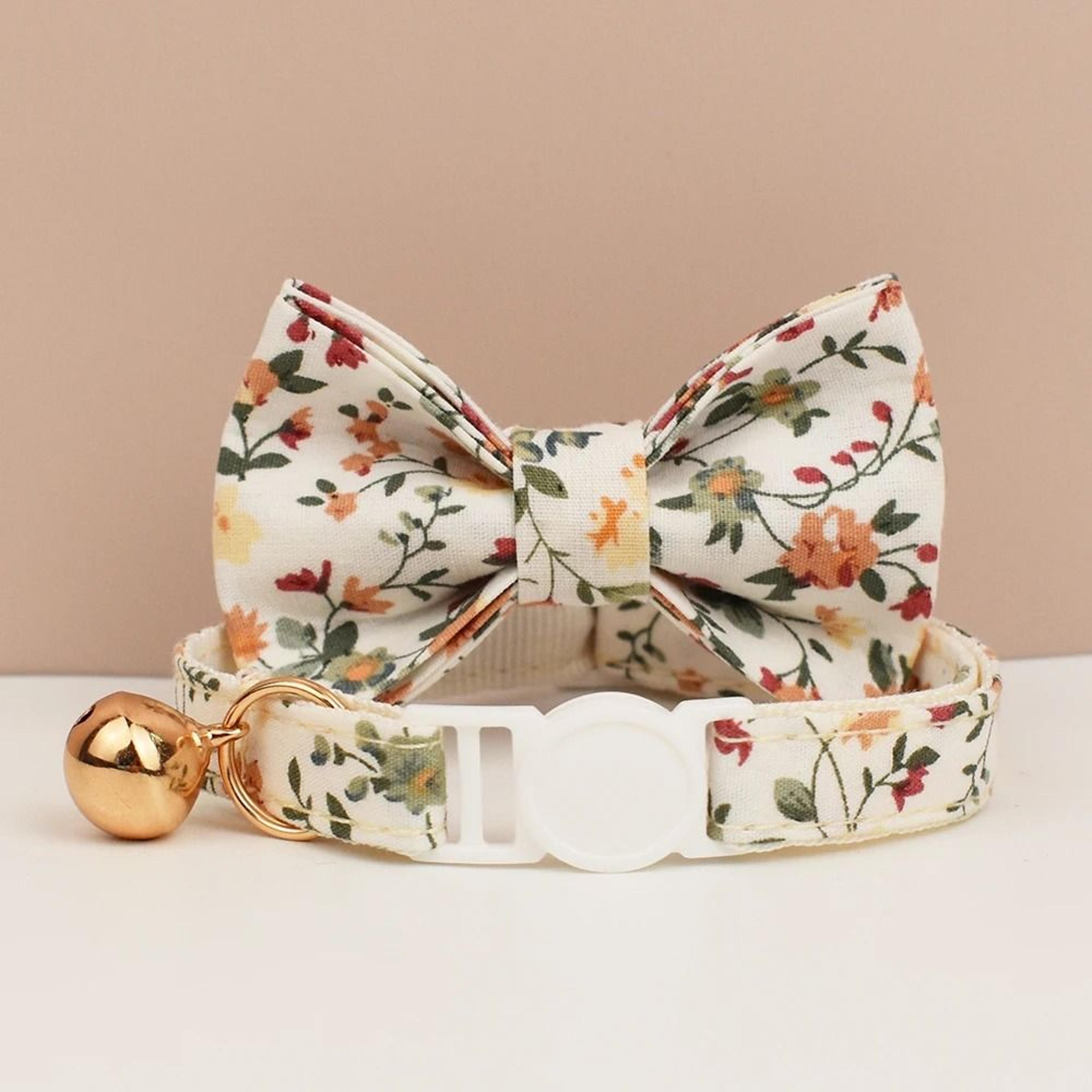 adjustable breakaway bowknot cat collar with safety choke prevention
