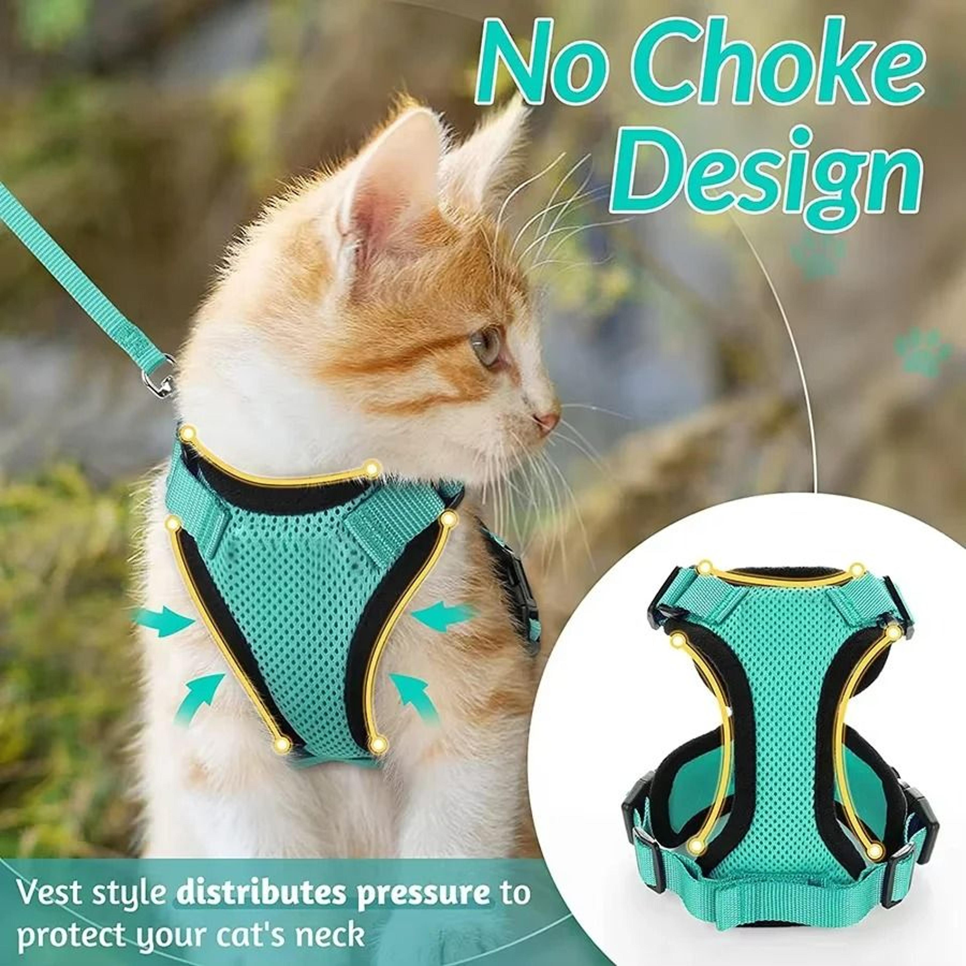 EscapeProof Reflective Cat Harness And Leash Set  Adjustable Breathable Mesh Walking Vest 3