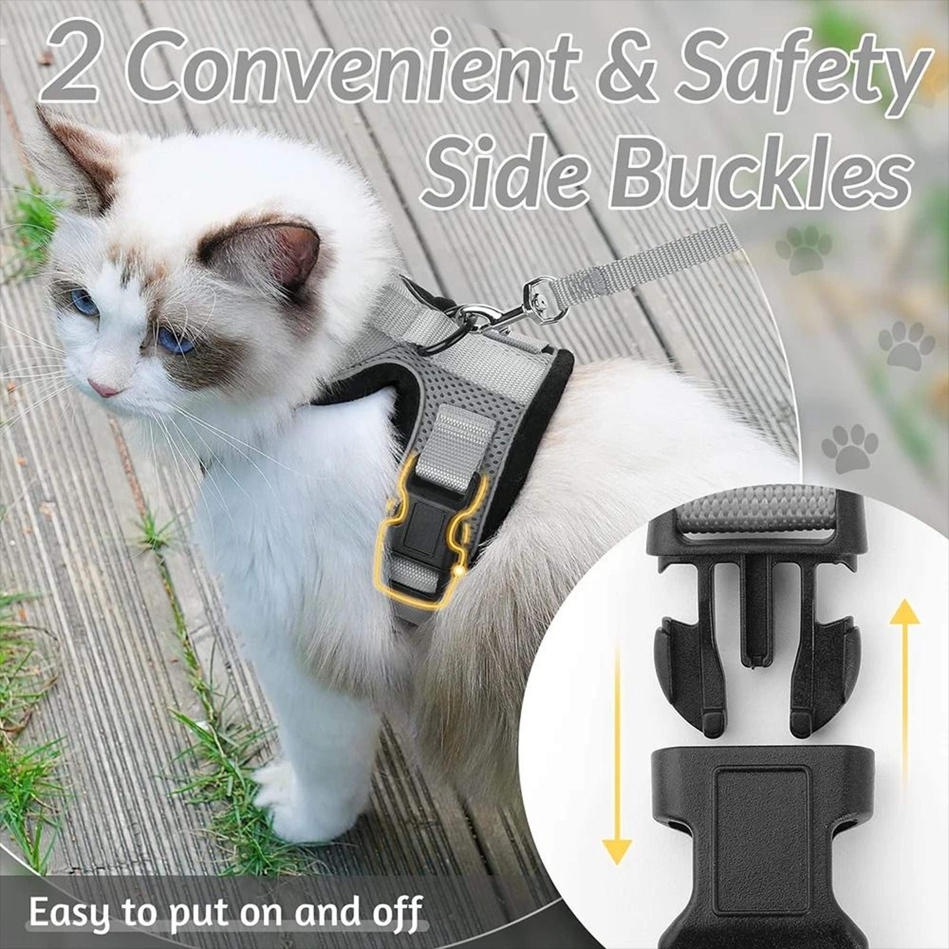 EscapeProof Reflective Cat Harness And Leash Set  Adjustable Breathable Mesh Walking Vest 5