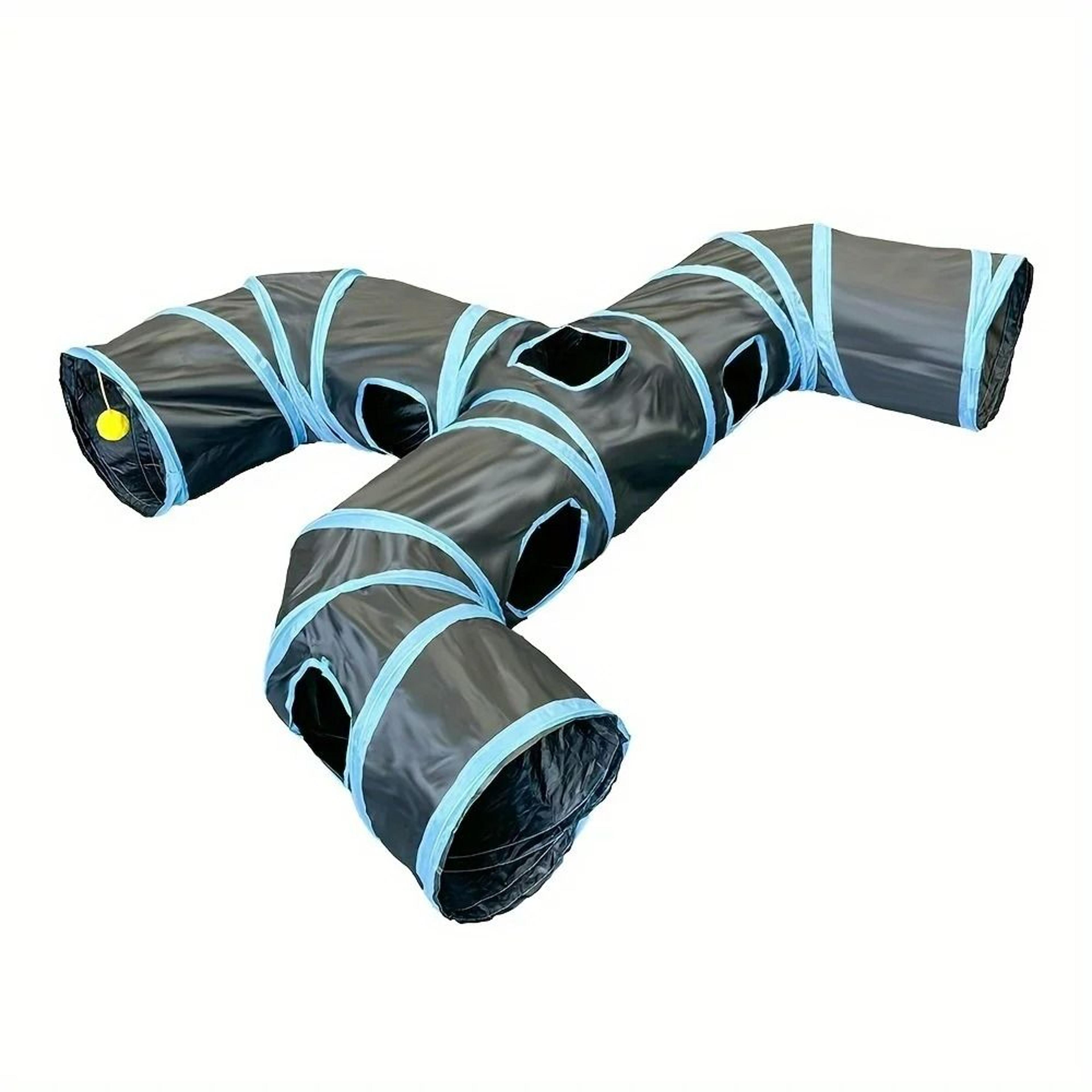 Extended Black ThreeWay Cat Tunnel Toy  MultiExit Rolling Dragon Faucet Passageway For Indoor Felin 6