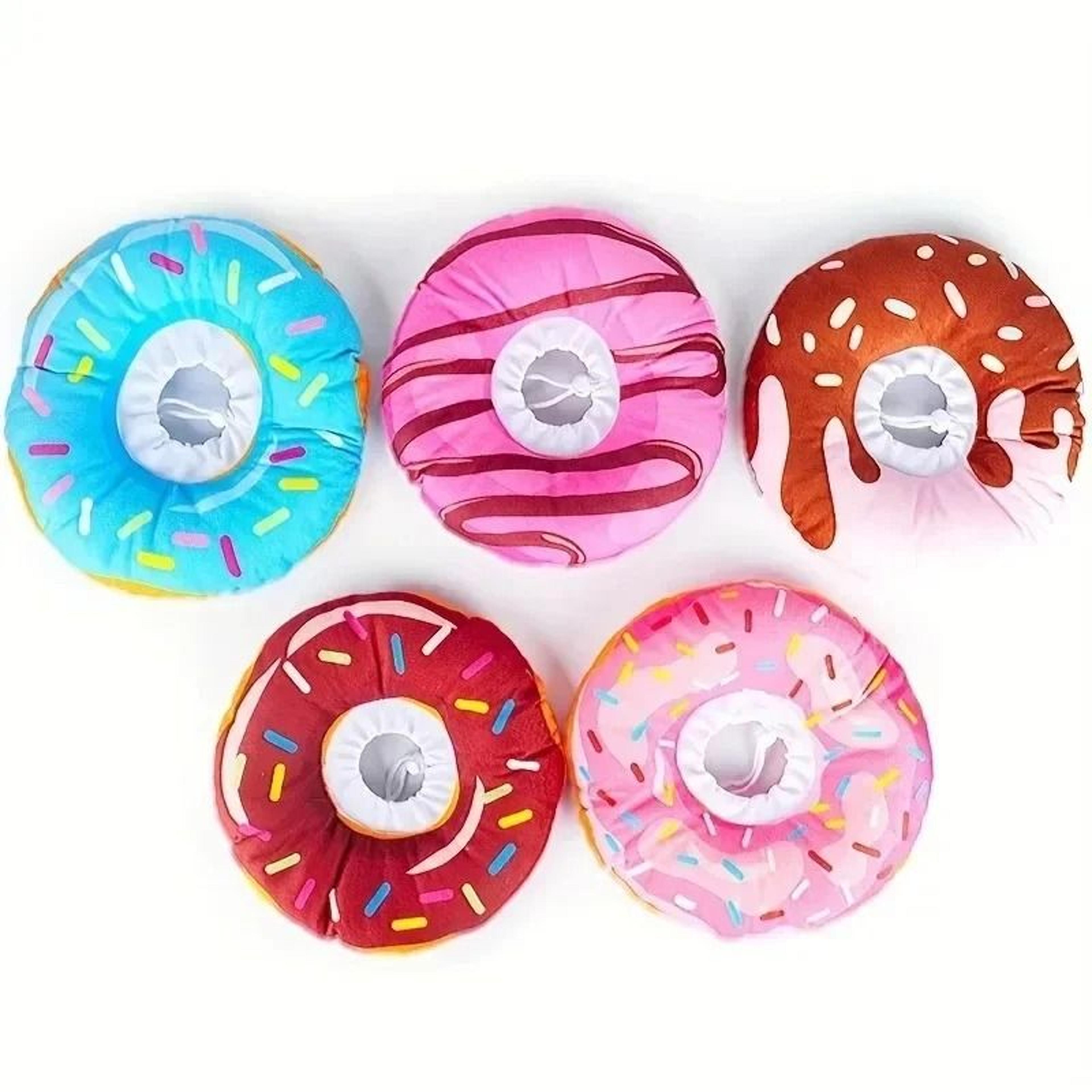 cute donut soft elizabethan recovery collar – adjustable anti-lick wound protective cone for cats & small dogs