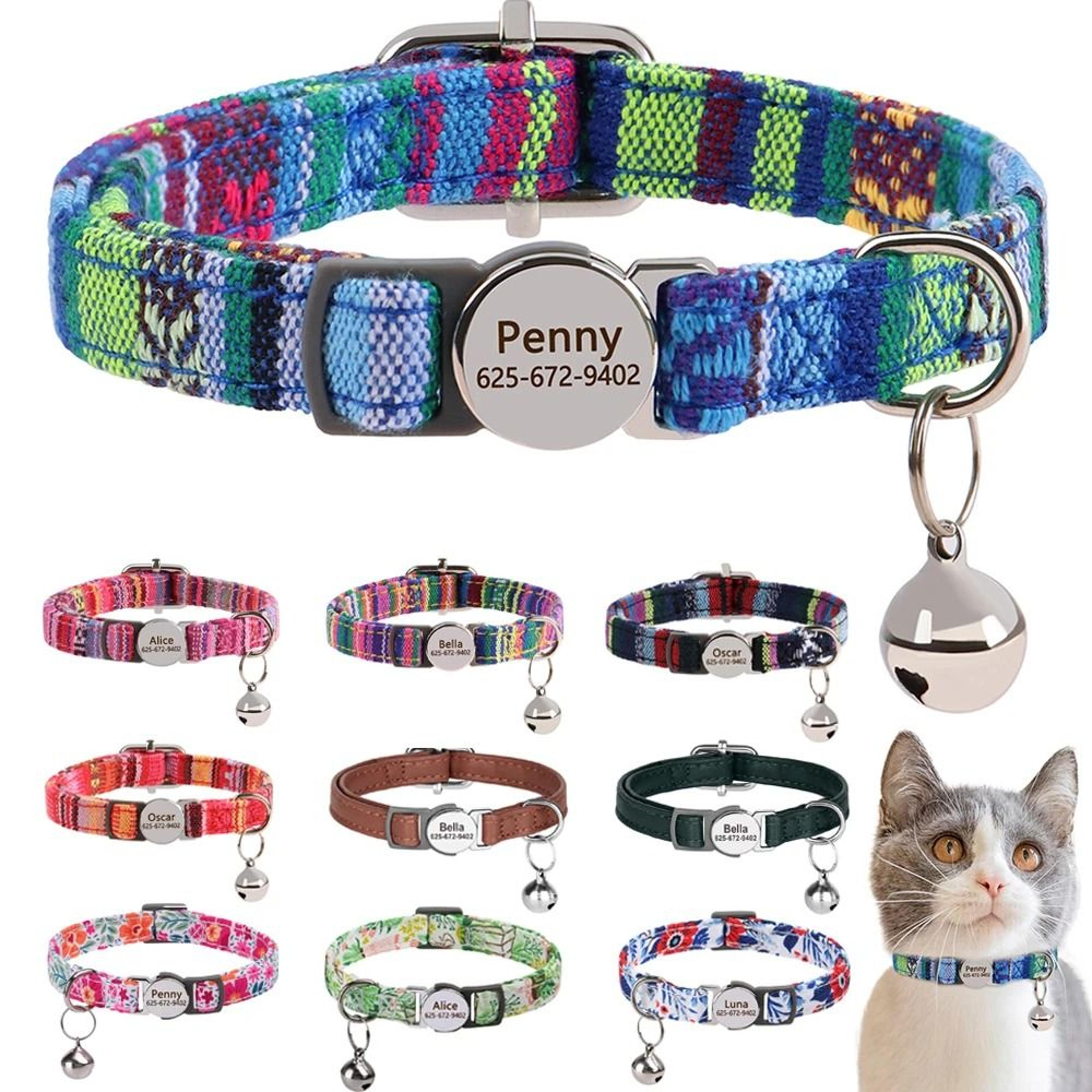 Customized Personalized ID Safety Cat Collar With Engraved Nameplate 1