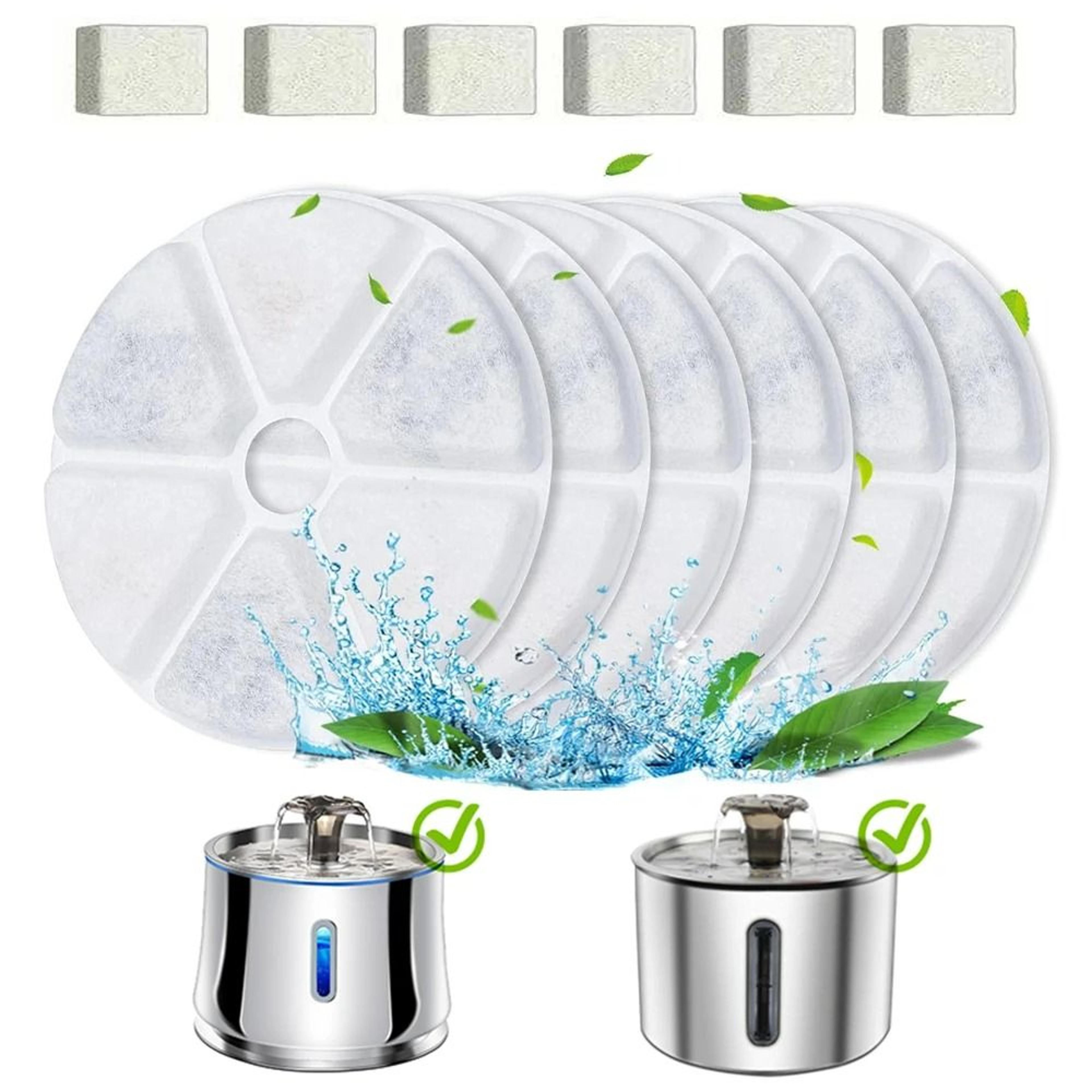 multi-stage replacement filters for automatic cat water fountains – pack of 6