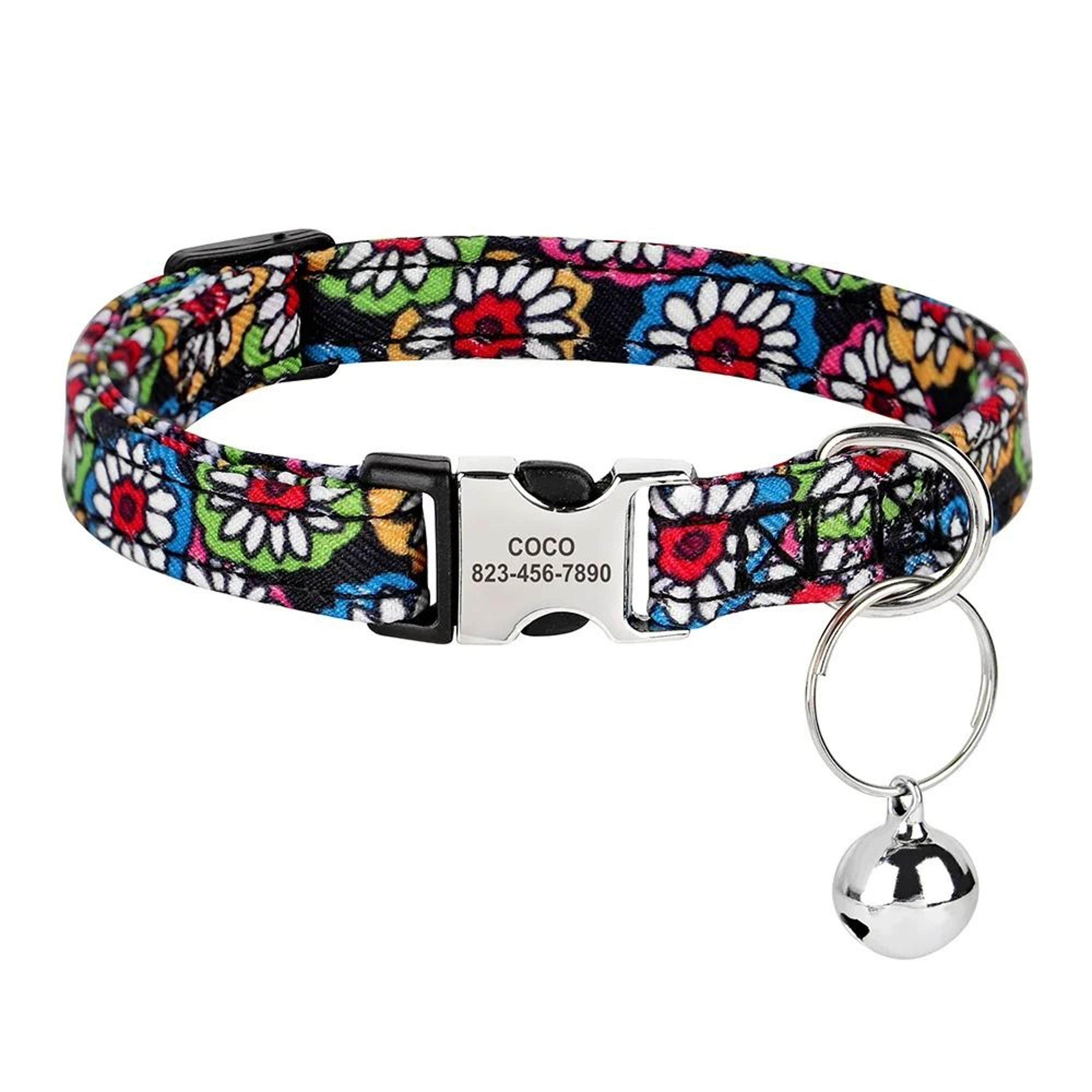 Personalized Printed AntiLost Cat Collar With Engraved ID Nameplate 11