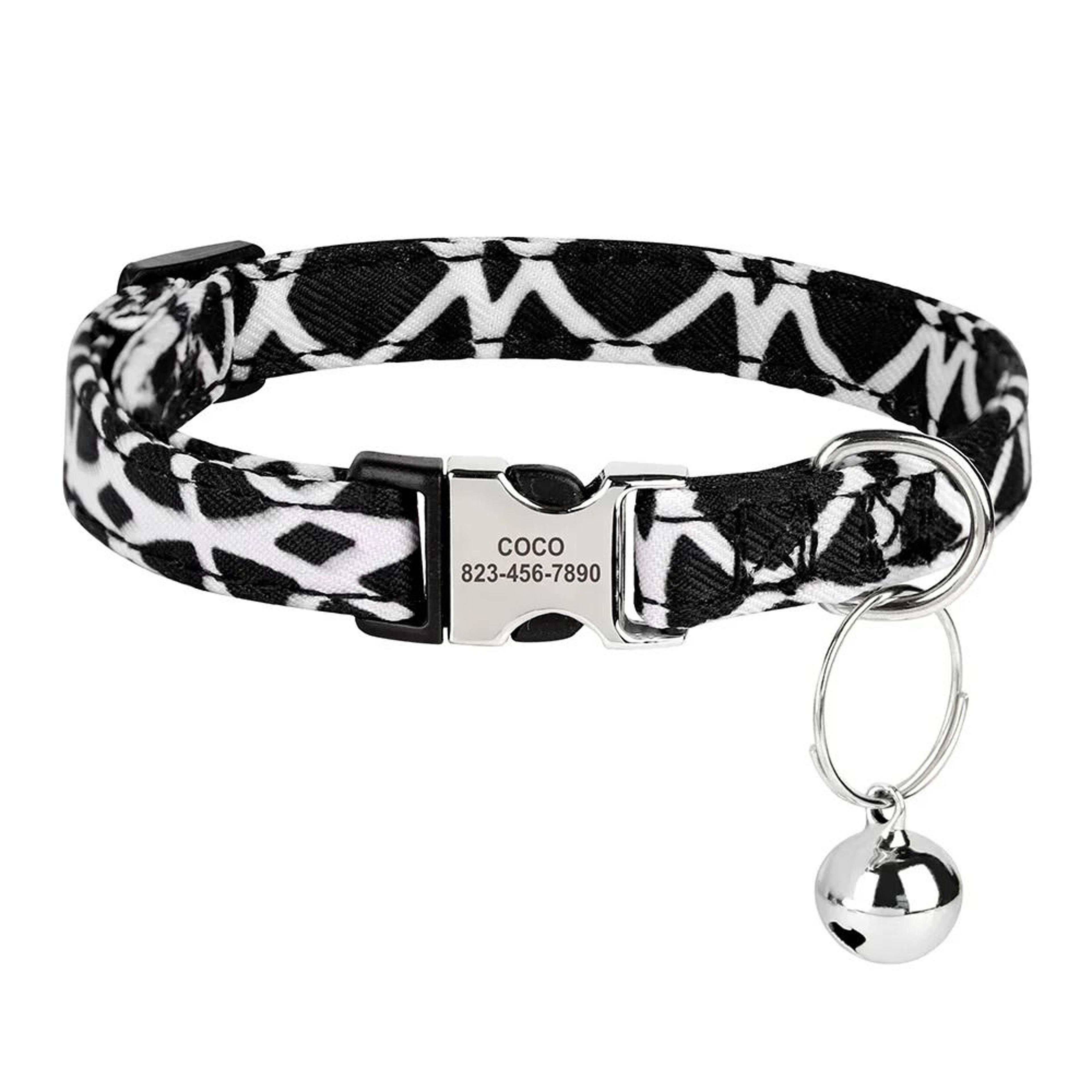 Personalized Printed AntiLost Cat Collar With Engraved ID Nameplate 12