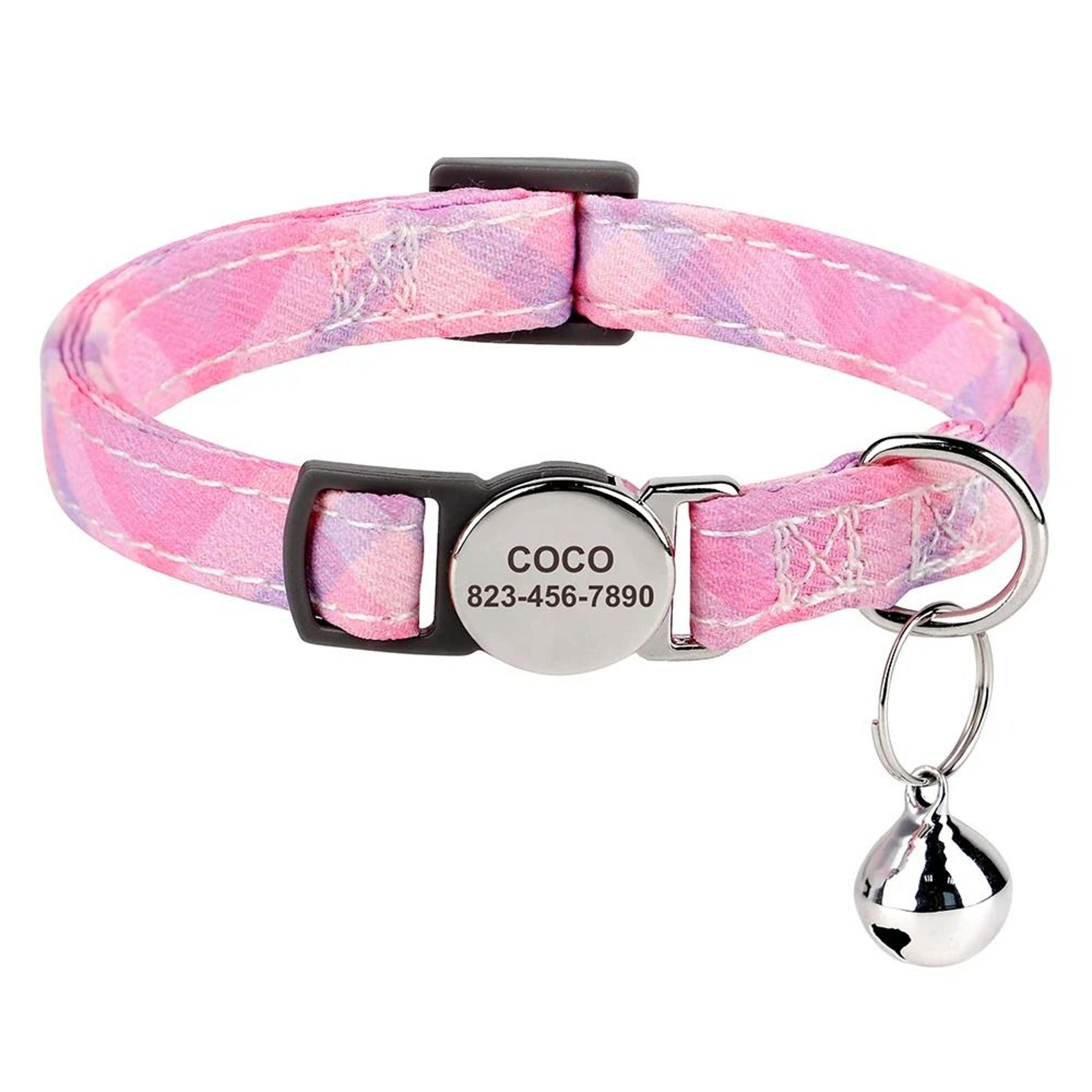 Personalized Printed AntiLost Cat Collar With Engraved ID Nameplate 25