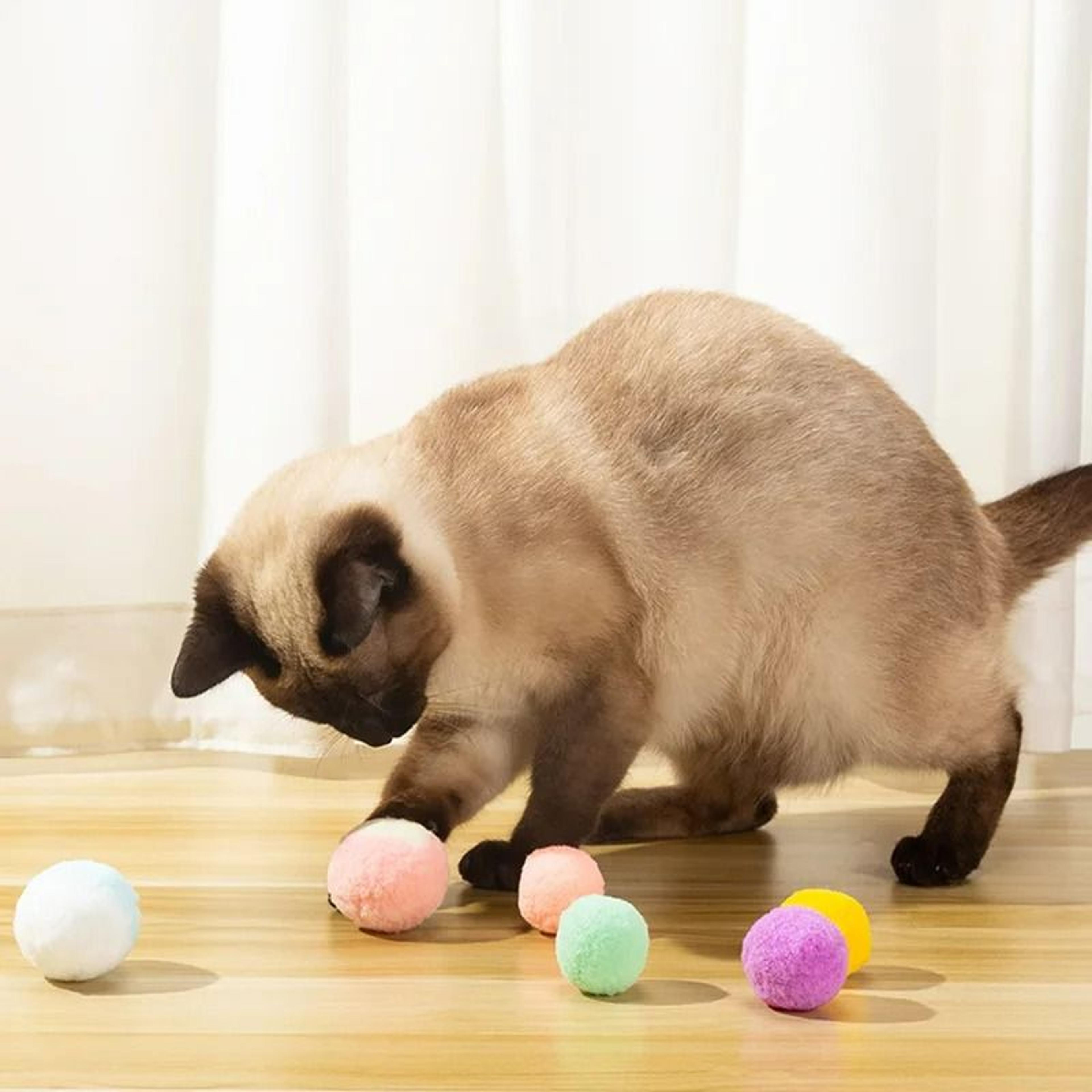 Interactive Stretch Plush Pom Pom Cat Toys  Pack Of 10 0