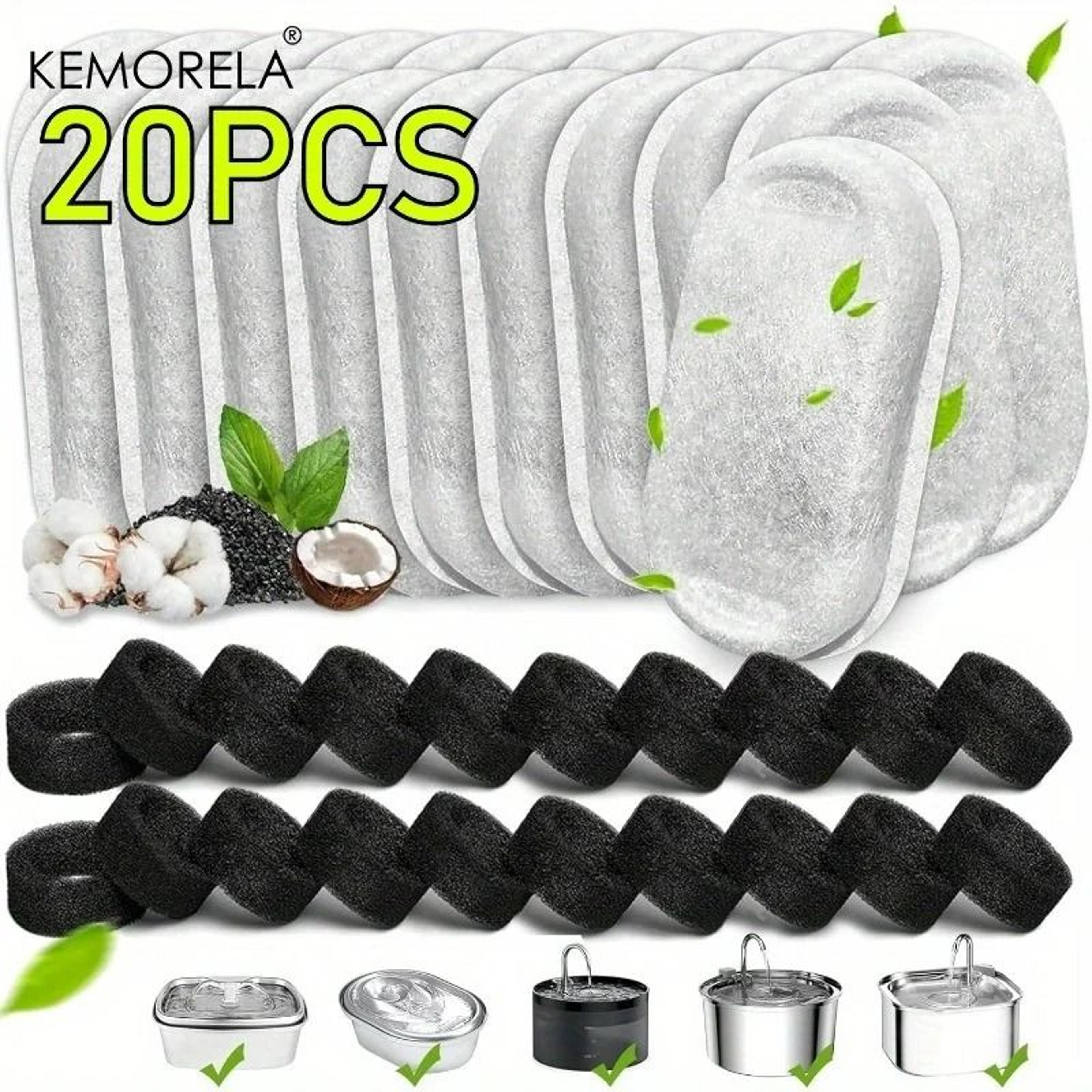 replacement water fountain activated carbon sponge filters – 20-pack