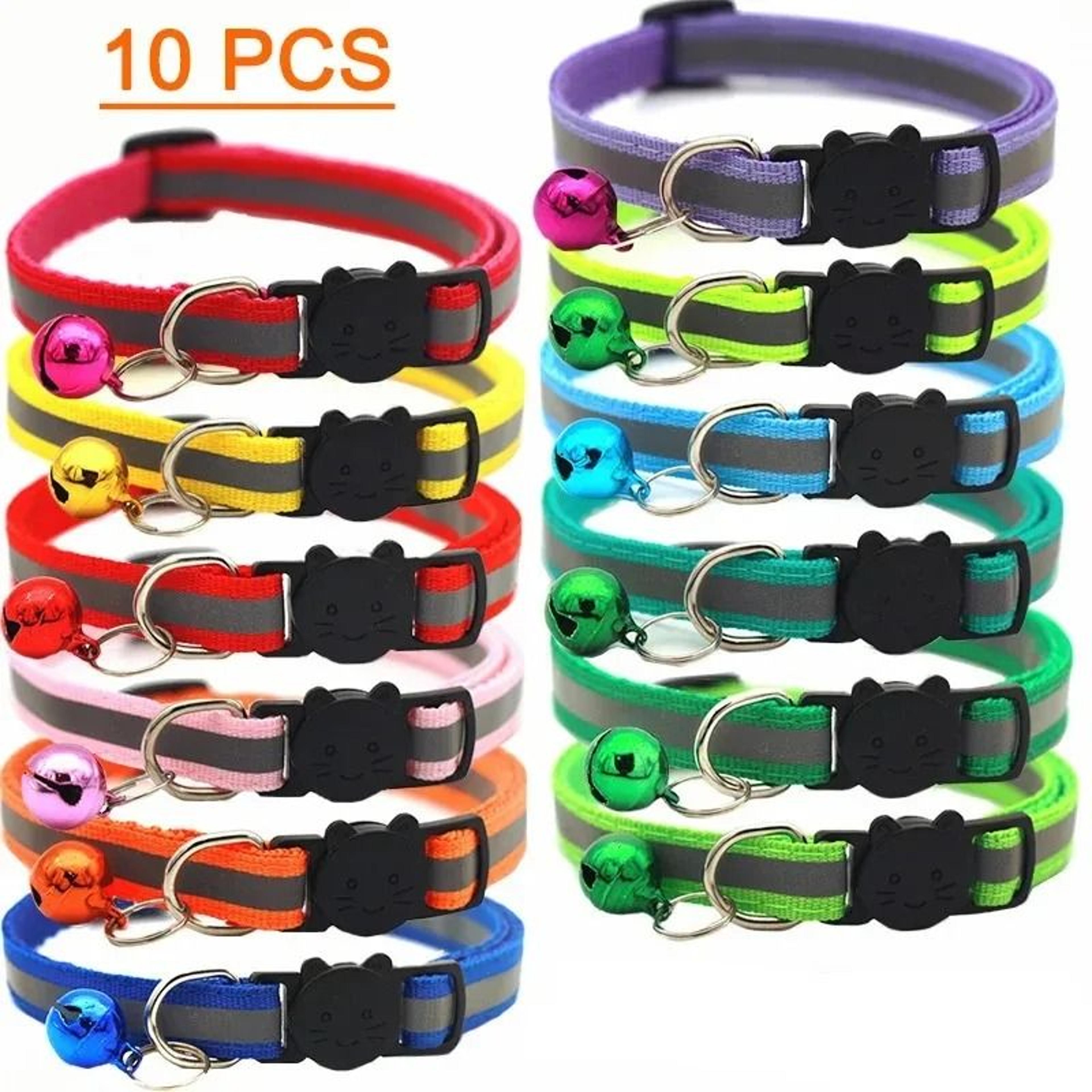 bulk 10-piece wholesale adjustable cat & kitten collars with bells