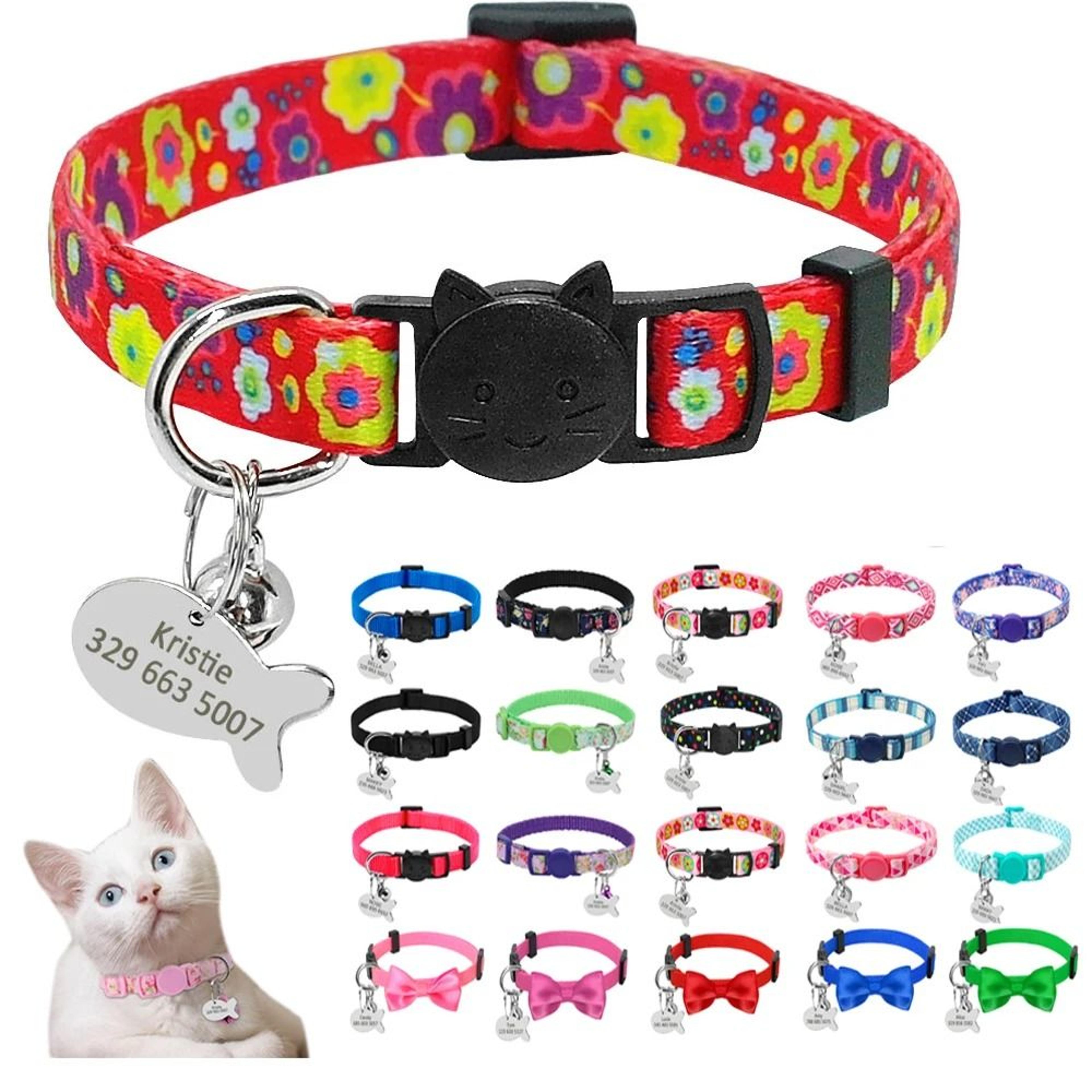 personalized engraved nylon cat & kitten collar with safety bell