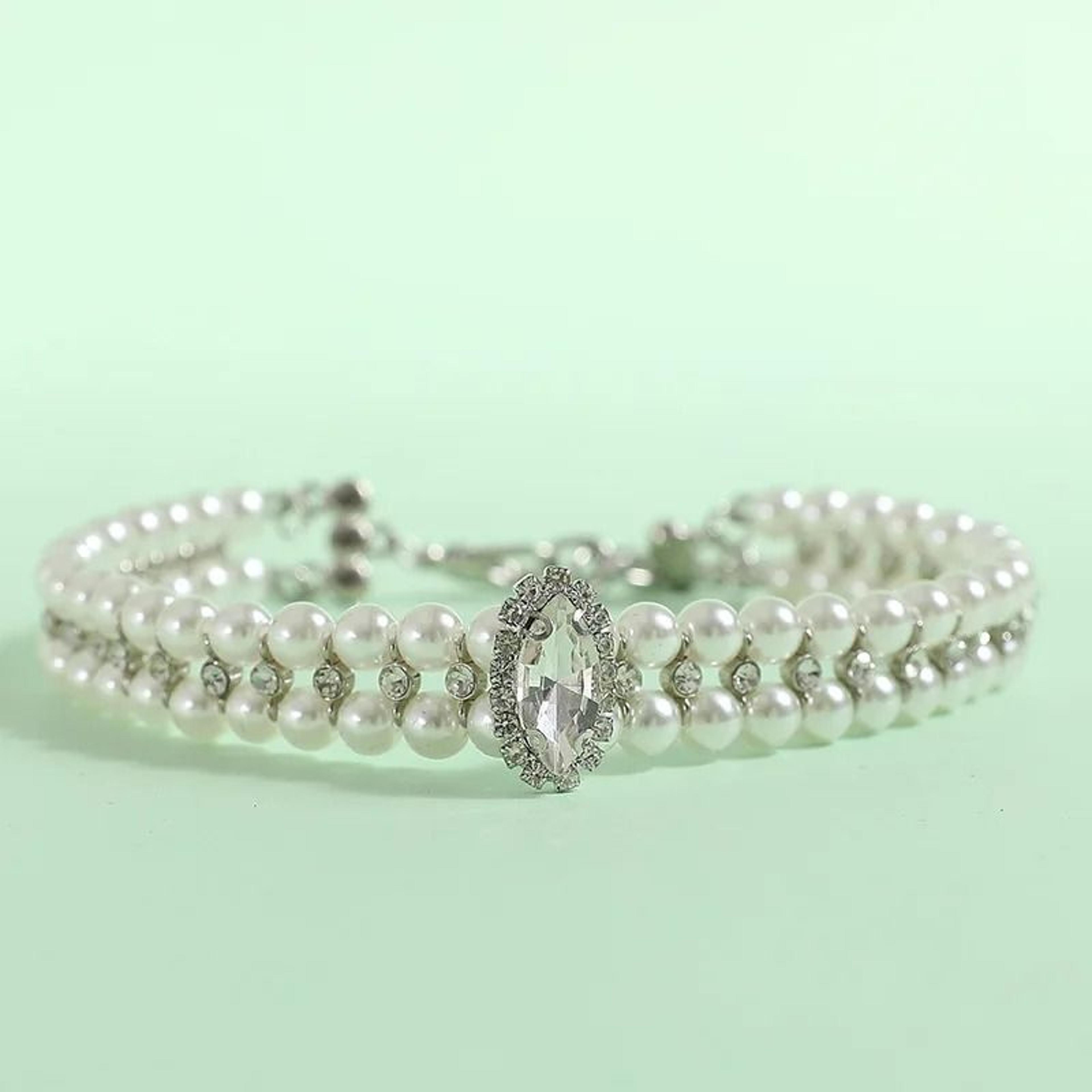 Luxury Pearl  Rhinestone Pet Collar Necklace 7
