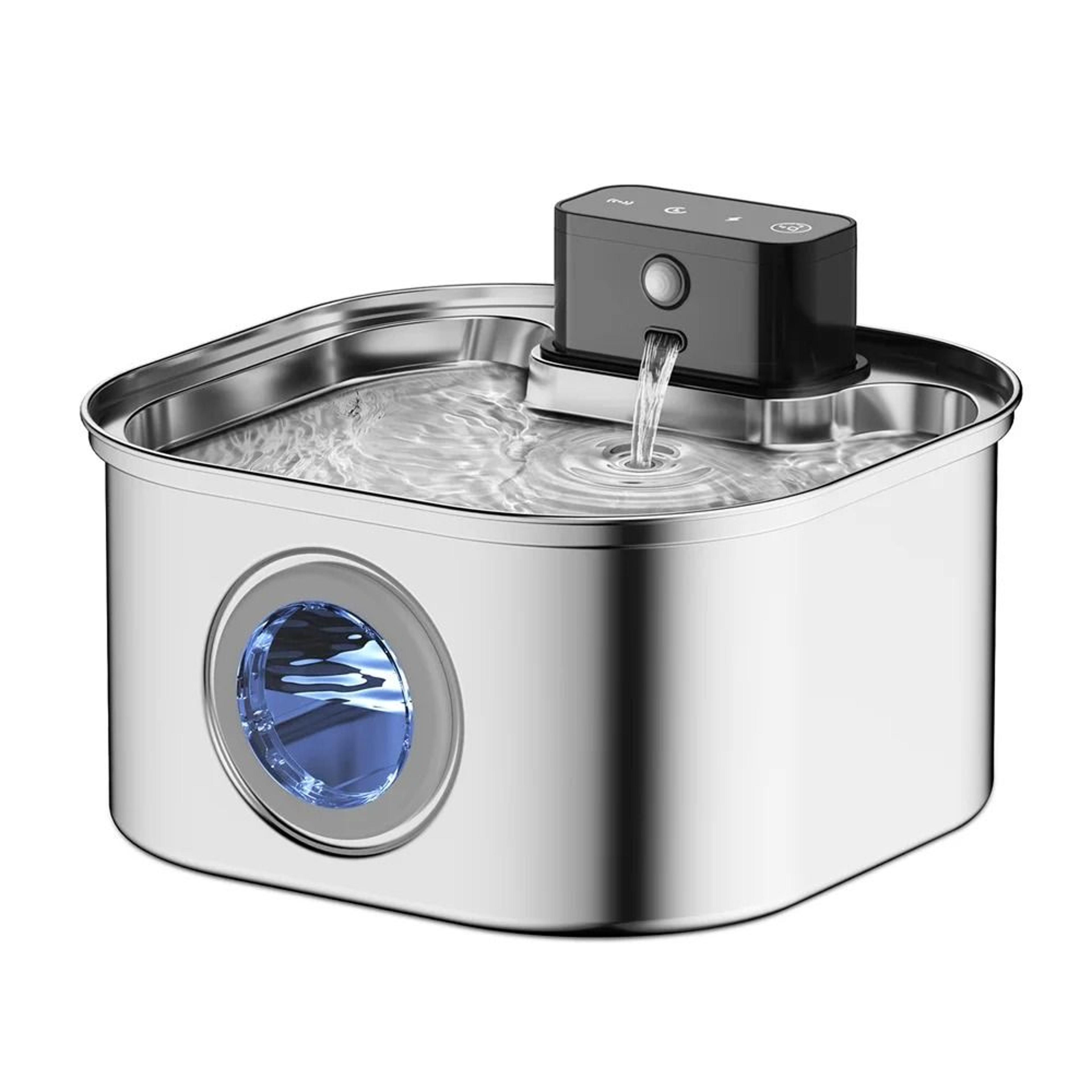 wireless rechargeable stainless steel smart cat water fountain
