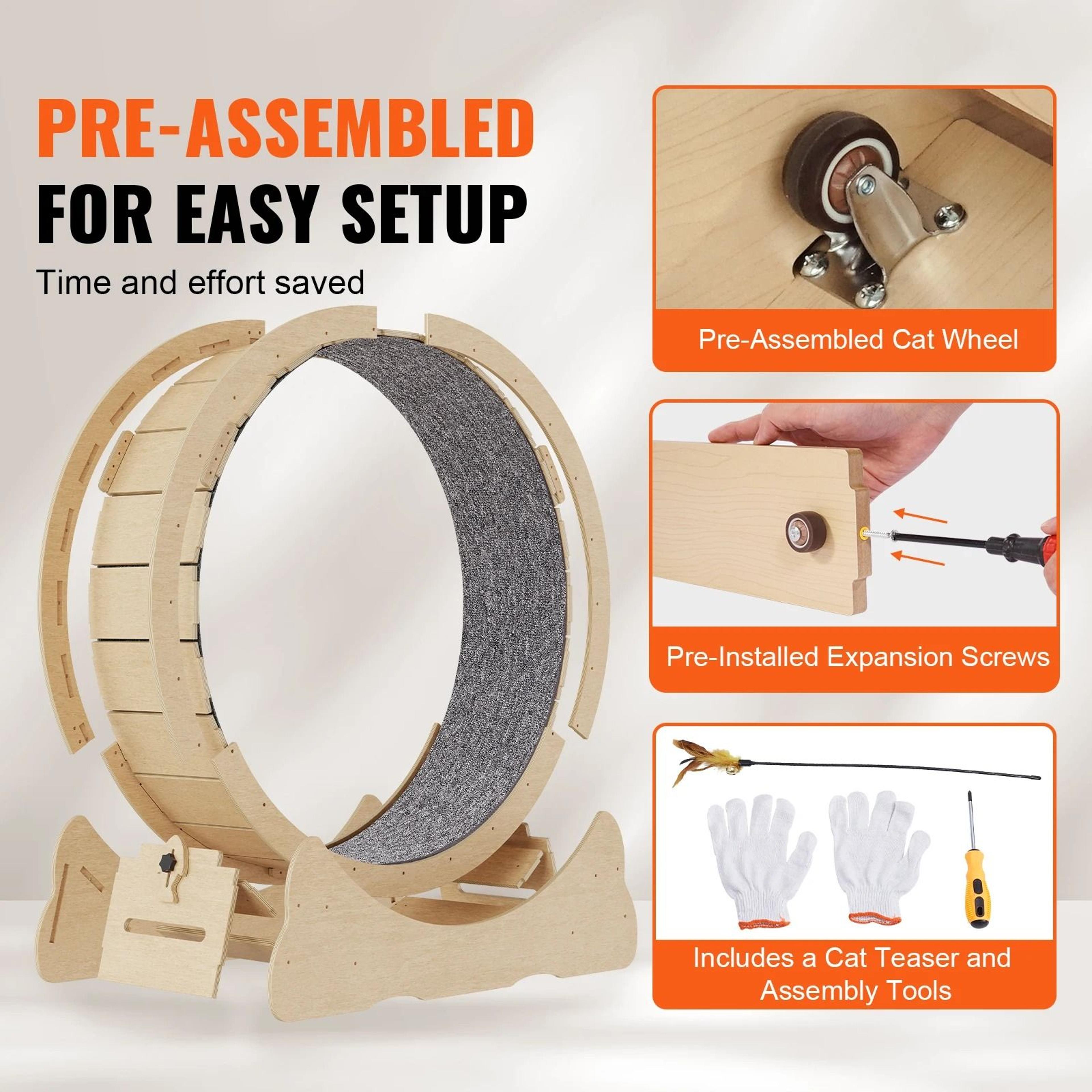 Premium Wooden Indoor Cat Exercise Wheel 3