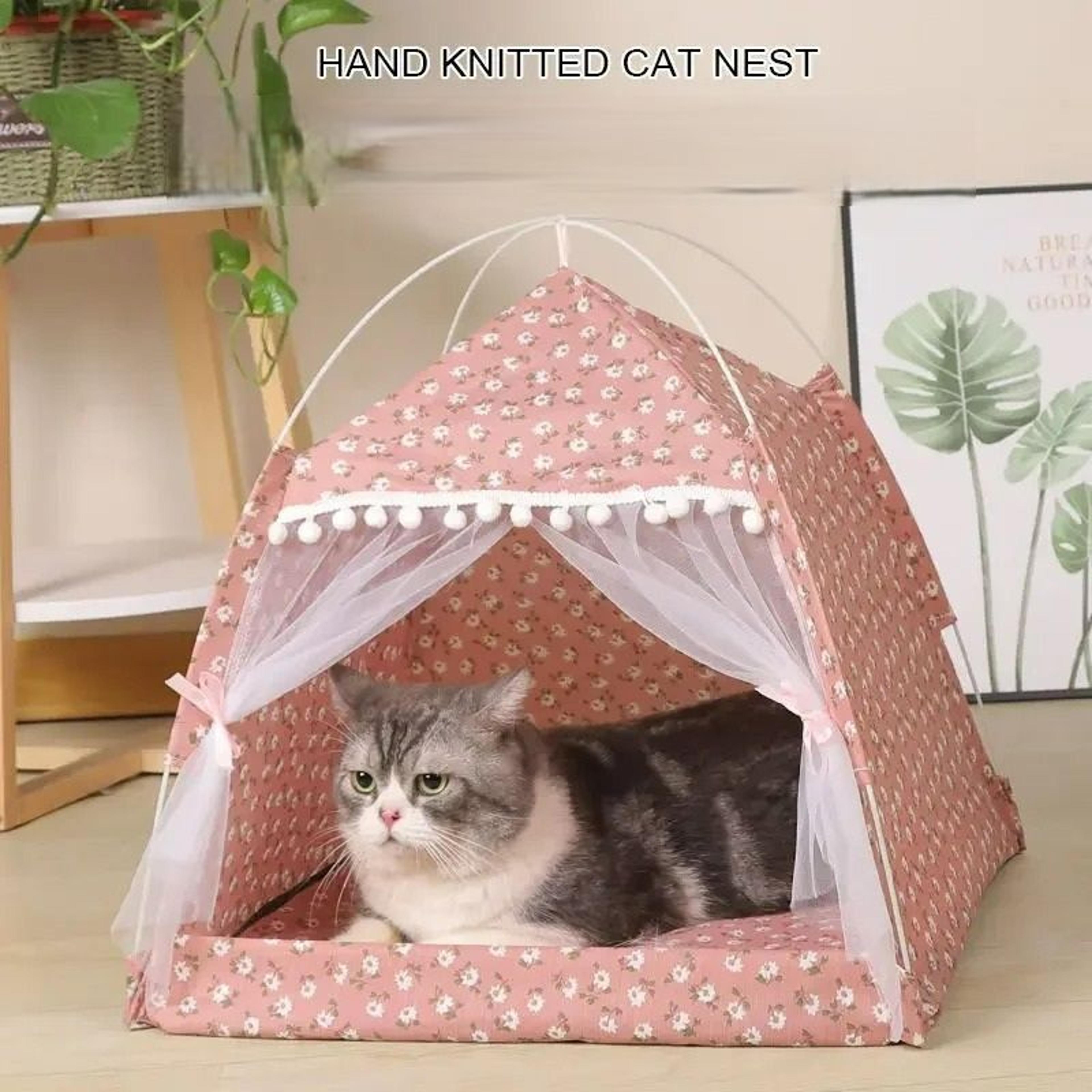 cozy floral enclosed pet tent bed
