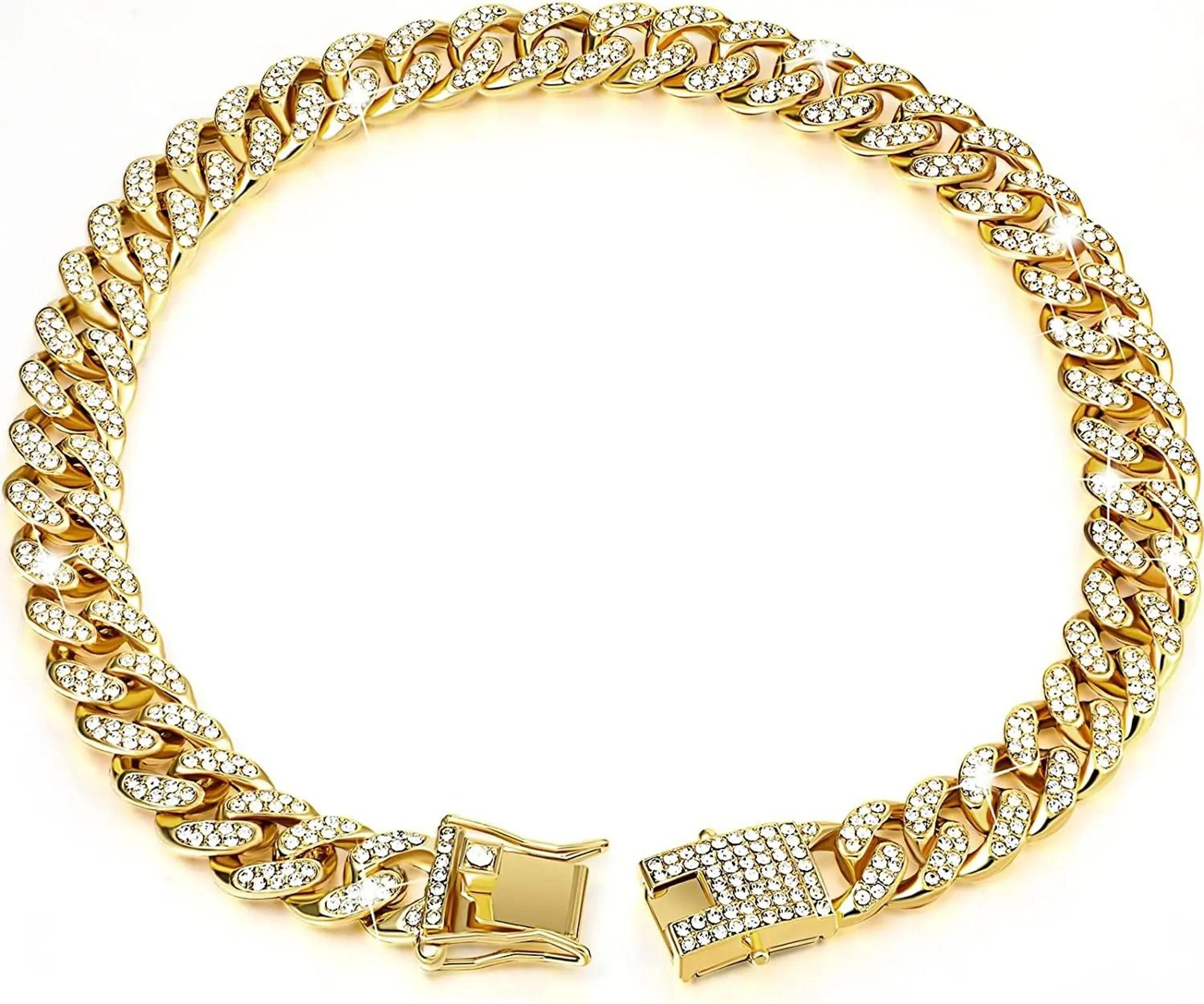 Luxury Cuban Link Rhinestone Cat Chain Necklace 8