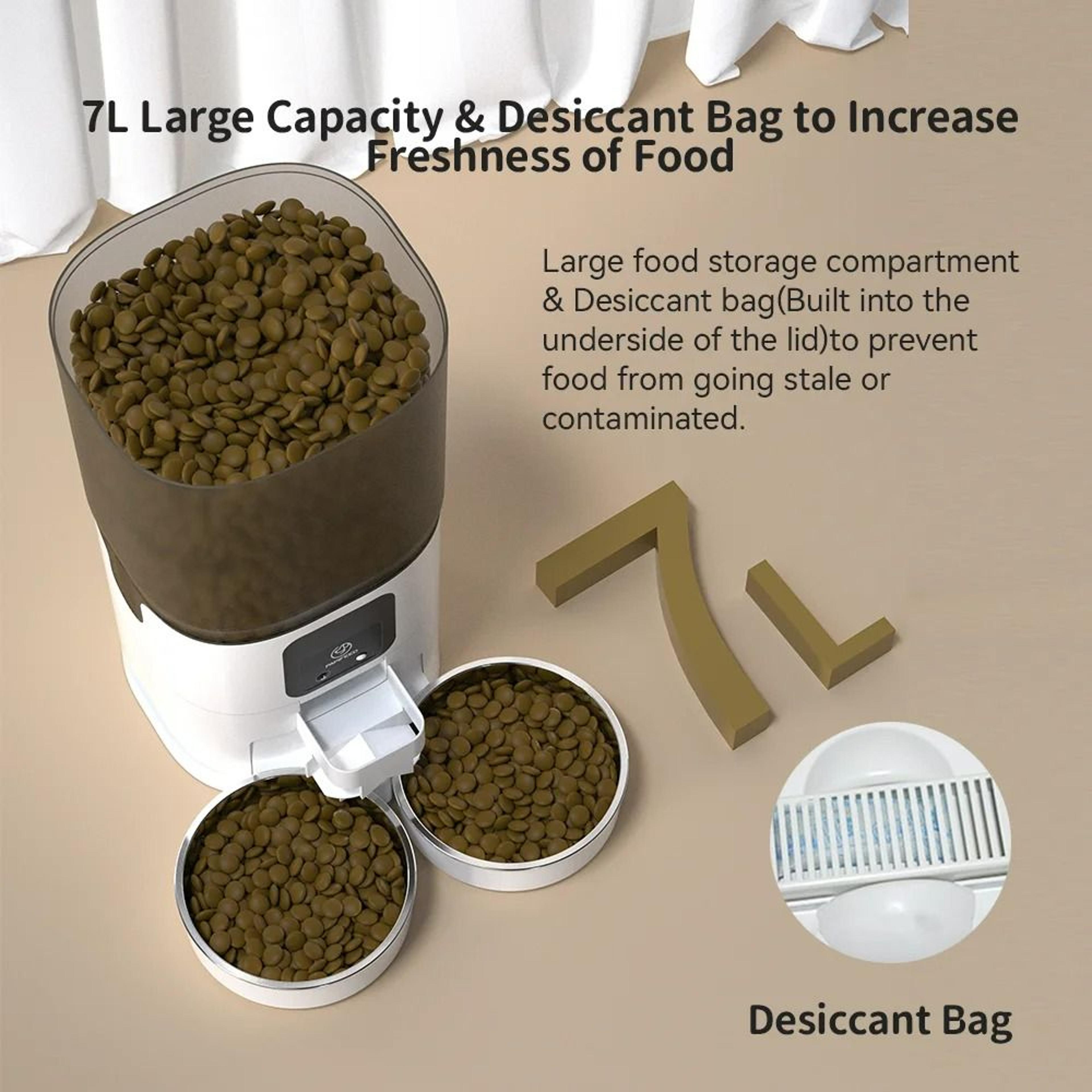 Smart 7L Automatic Pet Feeder With HD Camera  Dual Stainless Steel Bowls 5