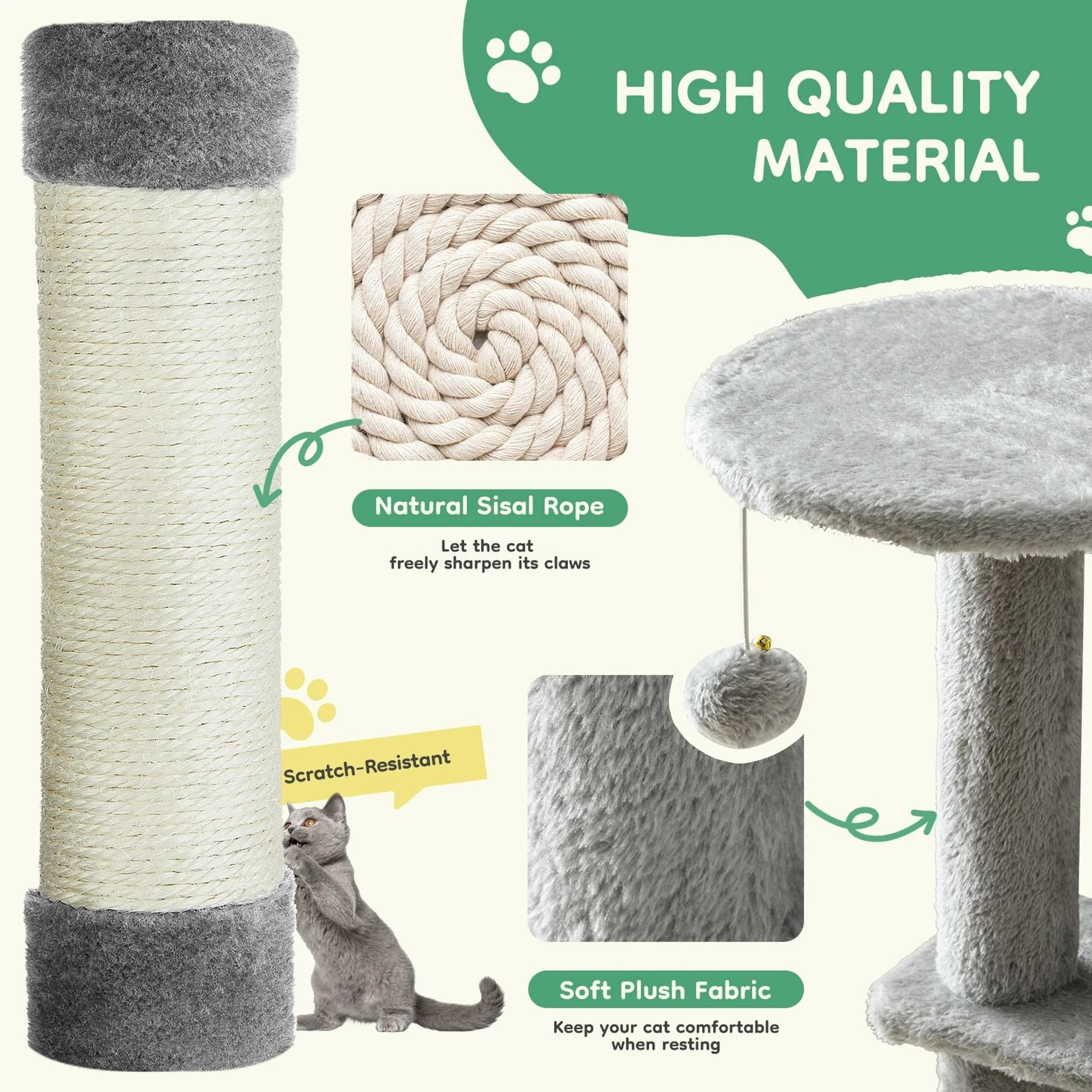 MultiLevel Cat Tree Tower With Natural Sisal Scratching Posts 3