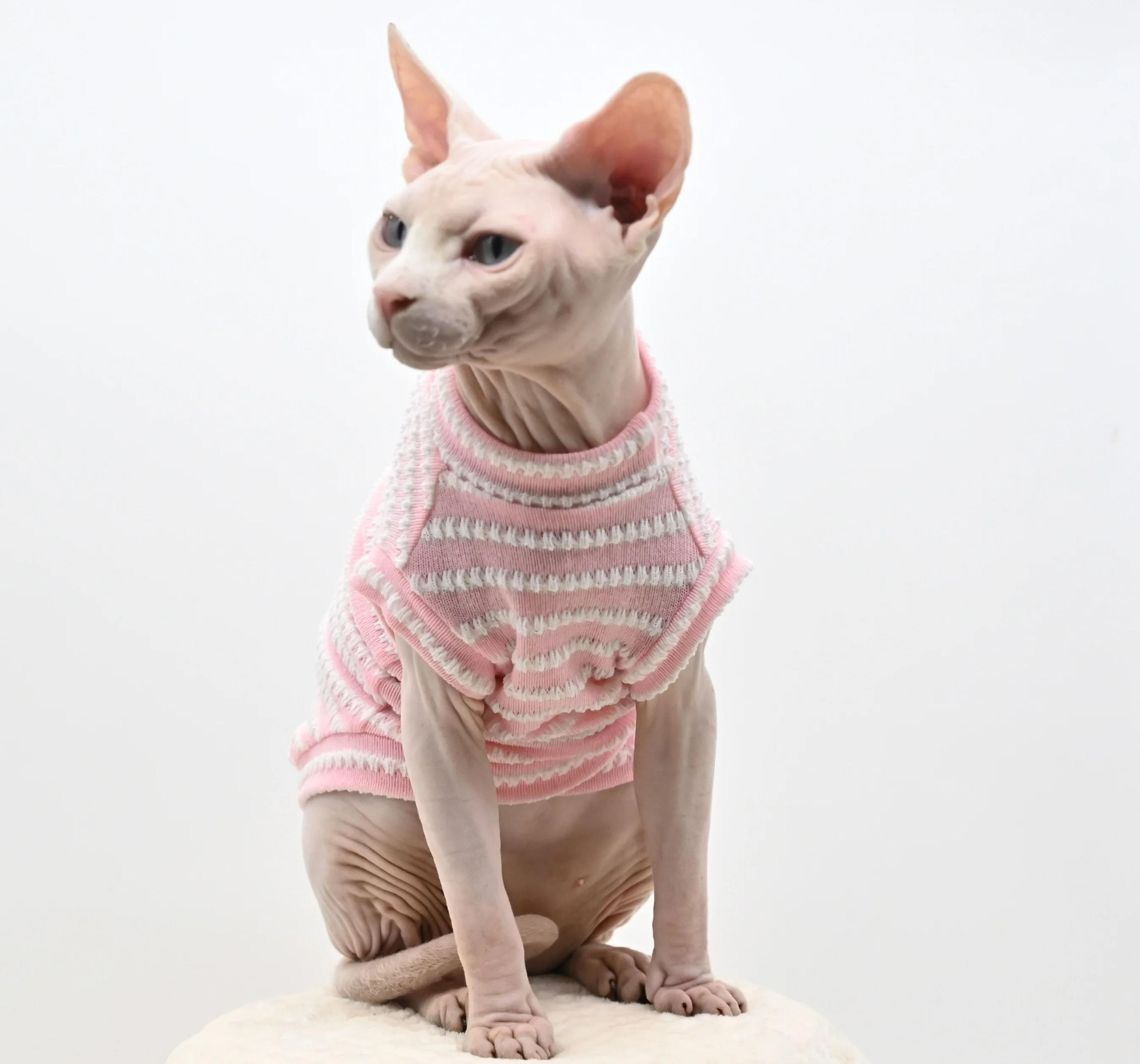 Premium Breathable Cotton Sphynx Cat Clothes  SkinFriendly Hairless Cat Vest 4